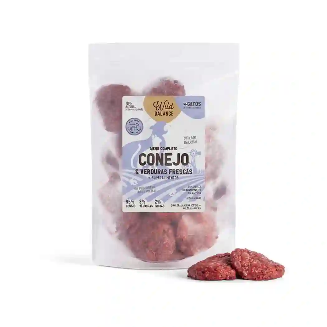 Menú BARF de Conejo con verduras frescas para gatos