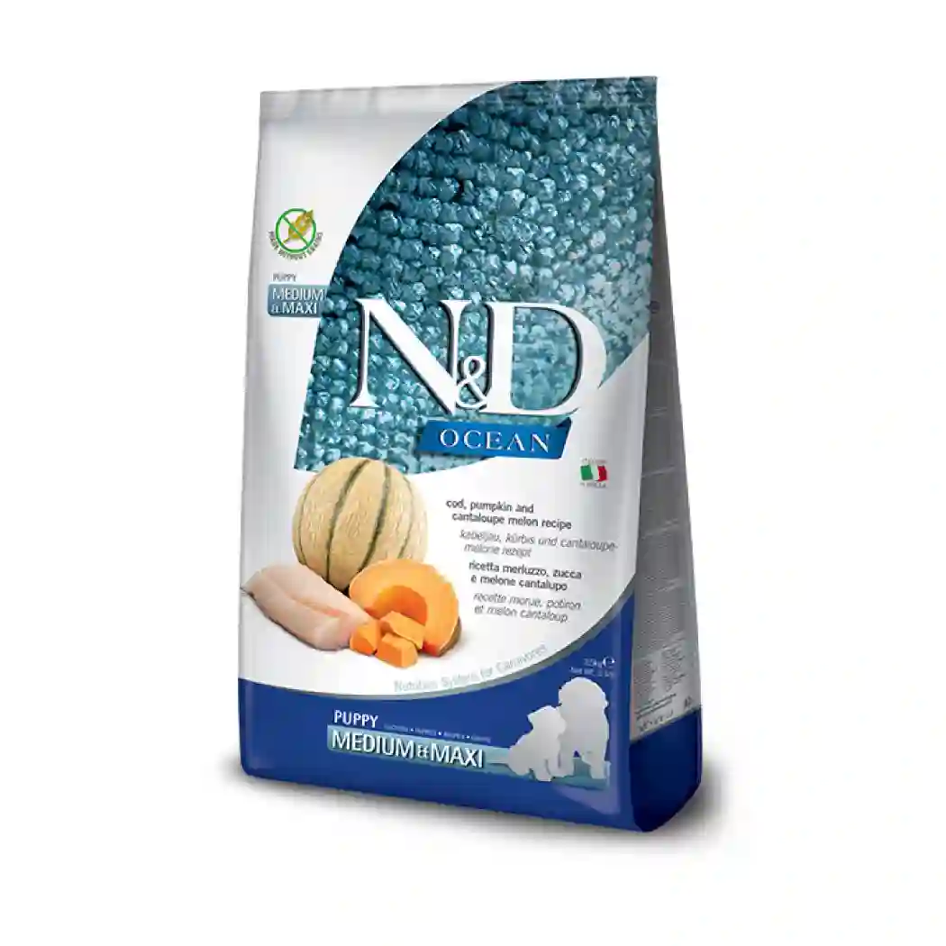 N&D Ocean Puppy Medium & Maxi con bacalao, calabaza y melón