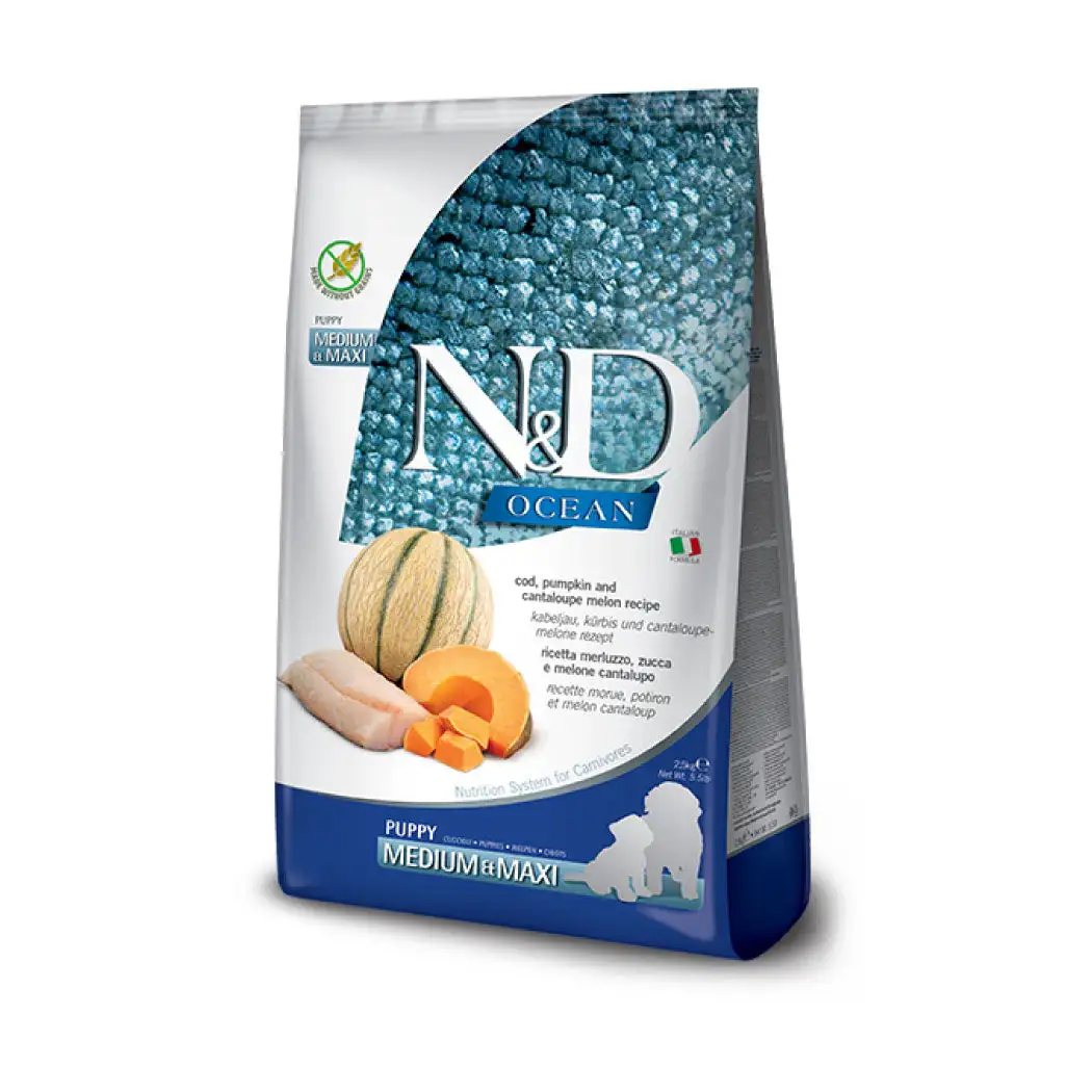 N&D Ocean Puppy Medium & Maxi con bacalao, calabaza y melón