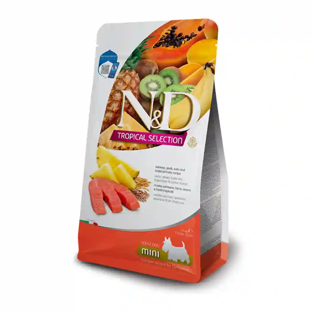 N&D Tropical Selection Mini con salmón, espelta, avena y frutas tropicales