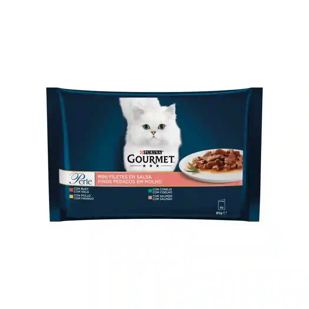 PURINA GOURMET GATO PERLE MINI FILETES EN SALSA PACK 4X85G