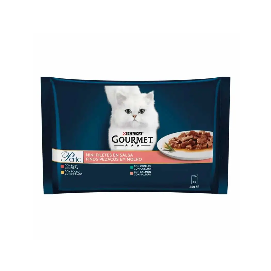 PURINA GOURMET GATO PERLE MINI FILETES EN SALSA PACK 4X85G