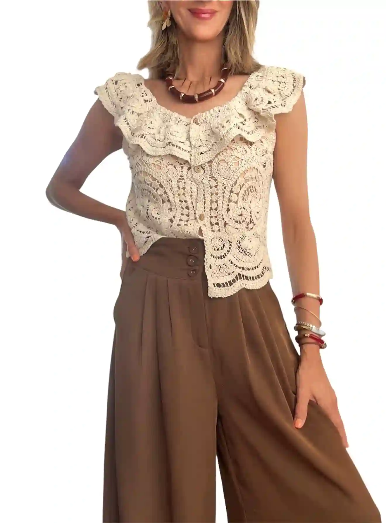 Chaqueta crochet volantes