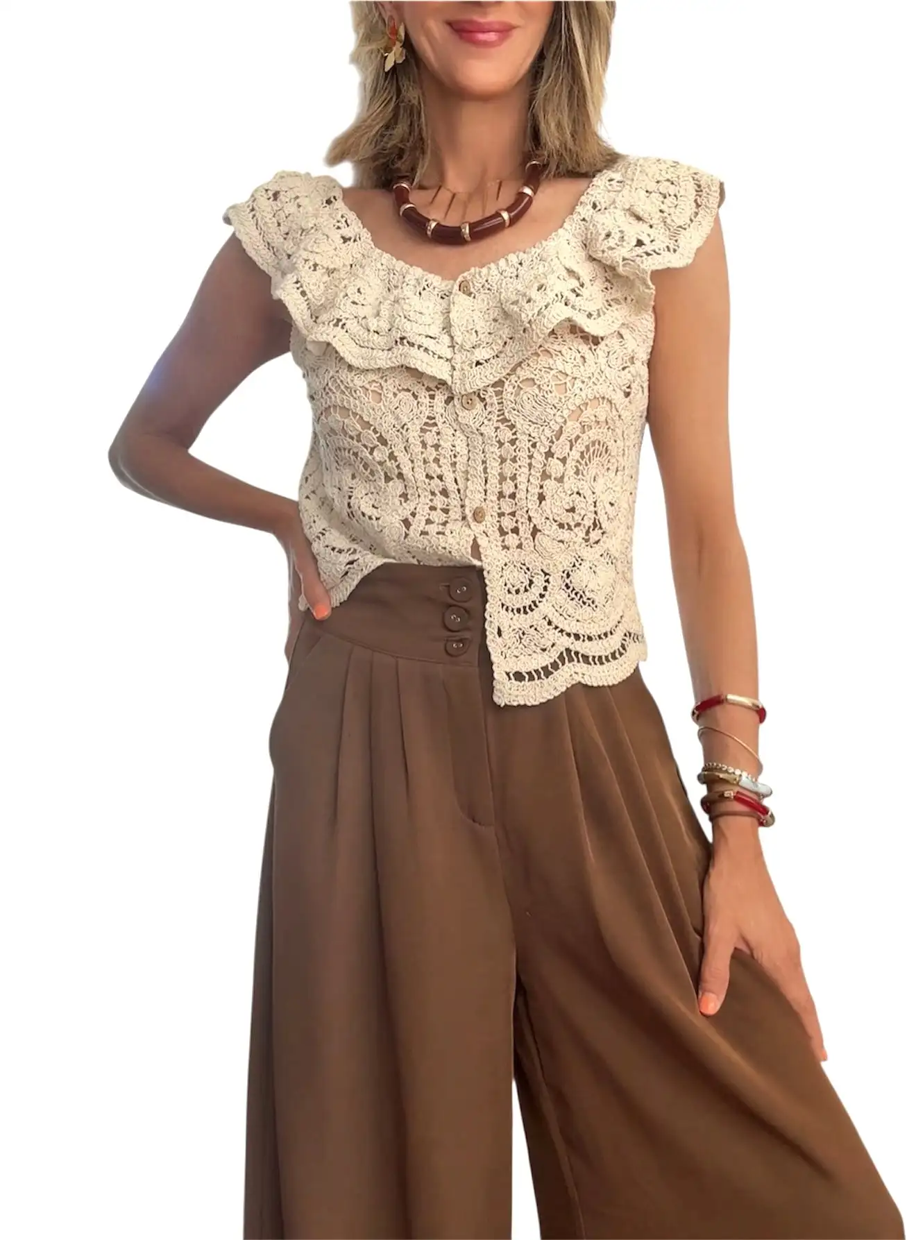 Chaqueta crochet volantes