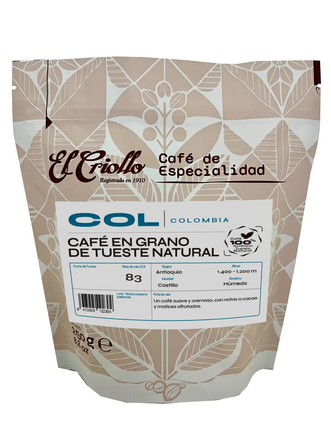 4x El Criollo Café de Colombia en Grano - Paquete 250 Gr.