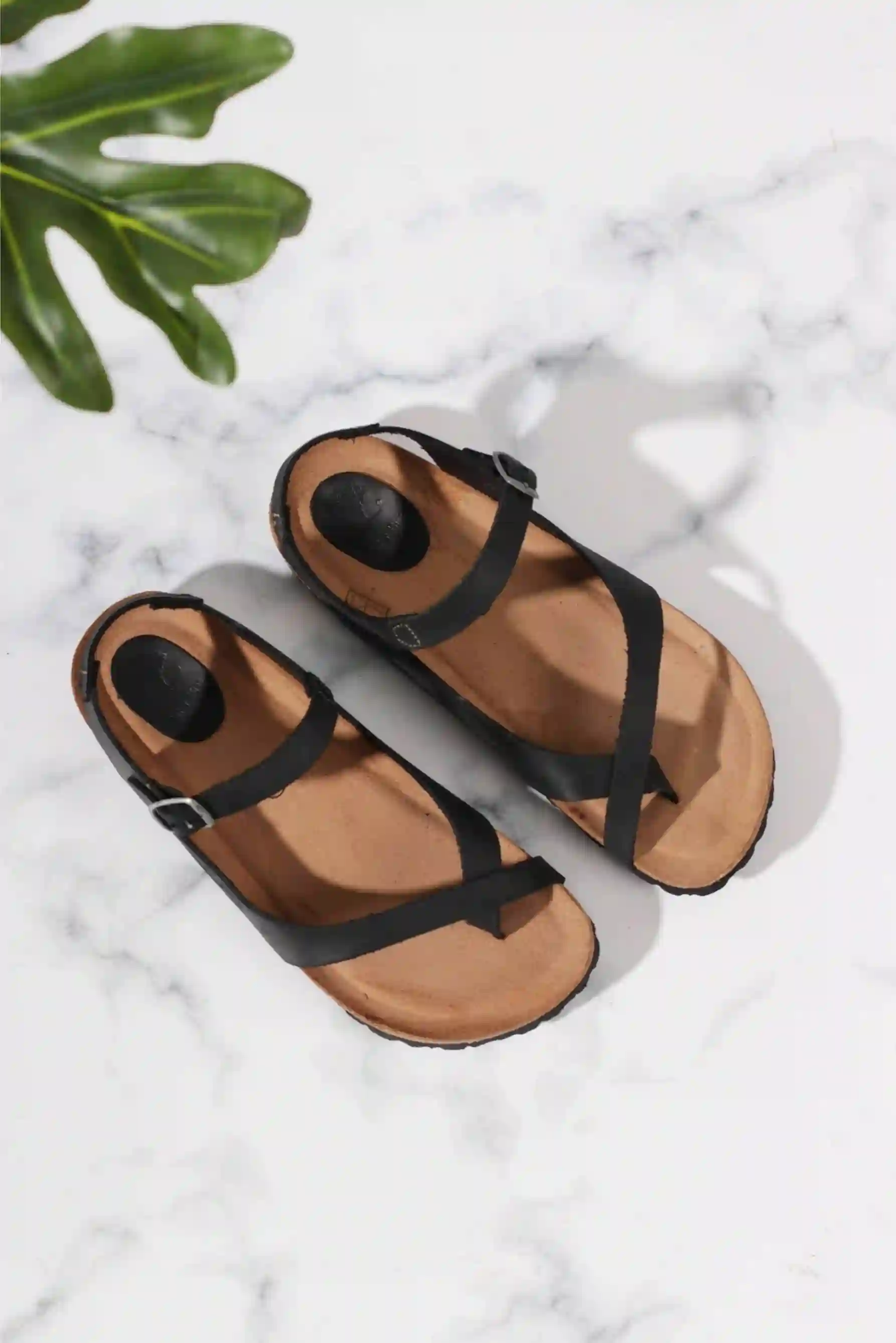 InterBios 7164 negro sandalias planas mujer