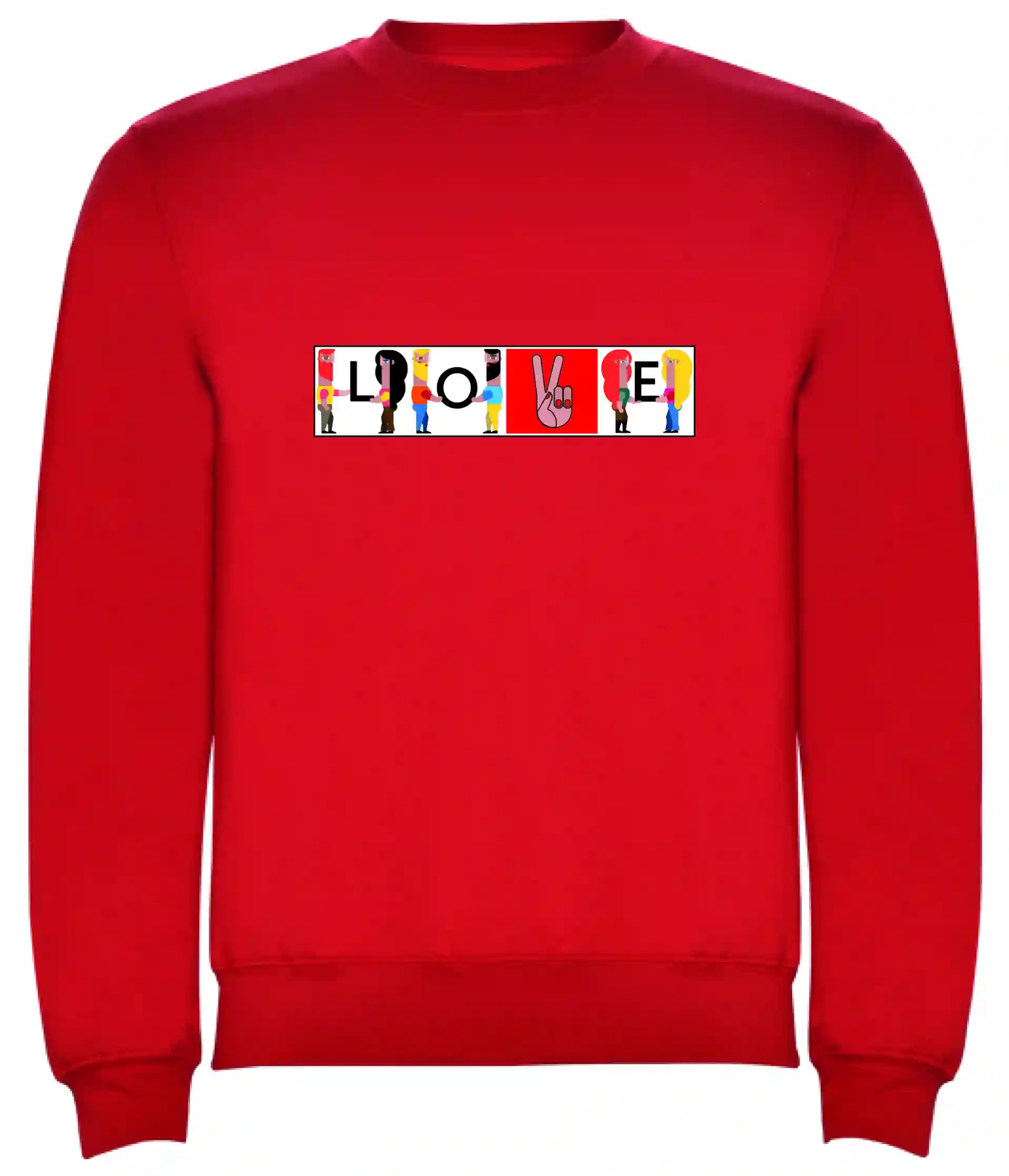 Sudadera roja love and peace