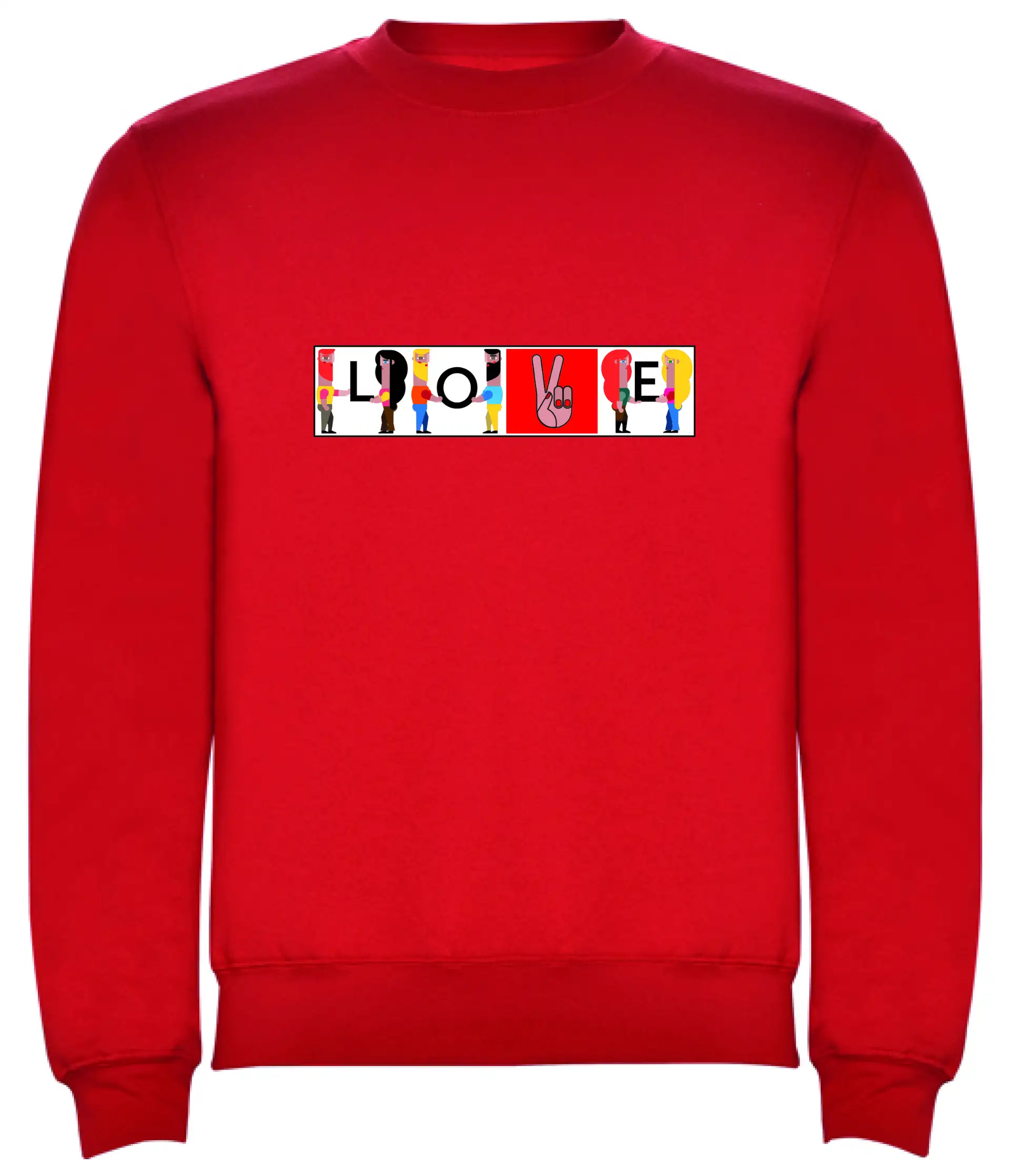 Sudadera roja love and peace