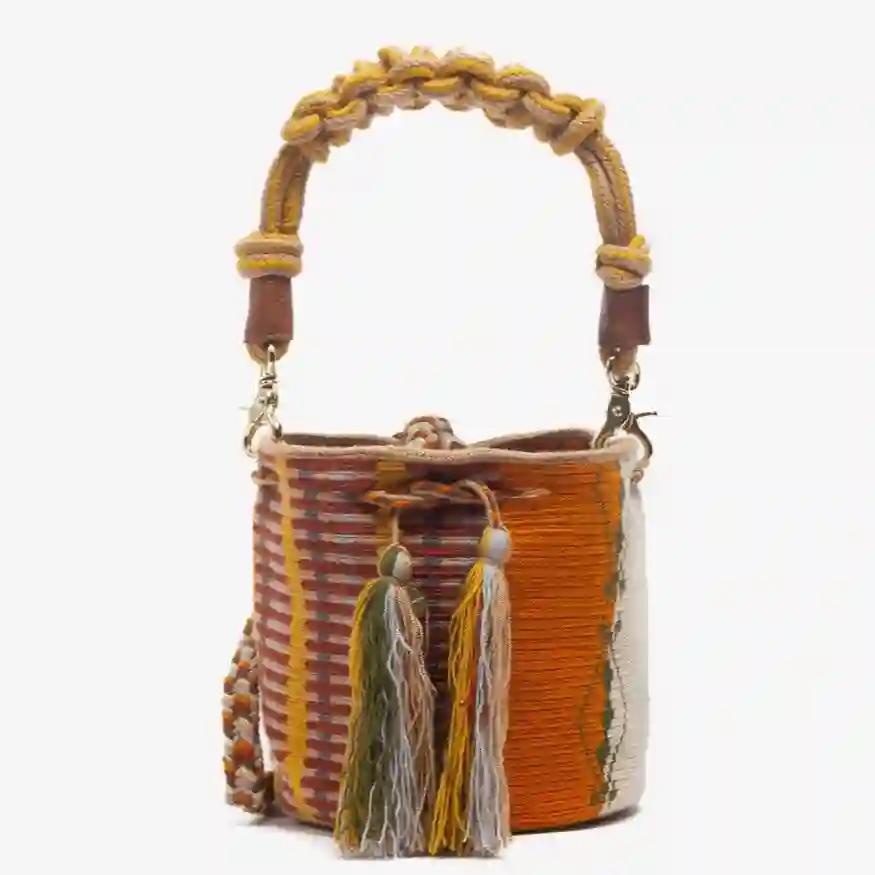 Handmade Small Crossbody Wayuu Cockatoo Mustard