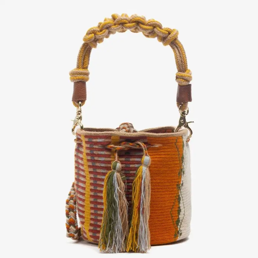 Handmade Small Crossbody Wayuu Cockatoo Mustard