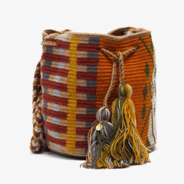 Handmade Small Crossbody Wayuu Cockatoo Mustard - Imagen 3