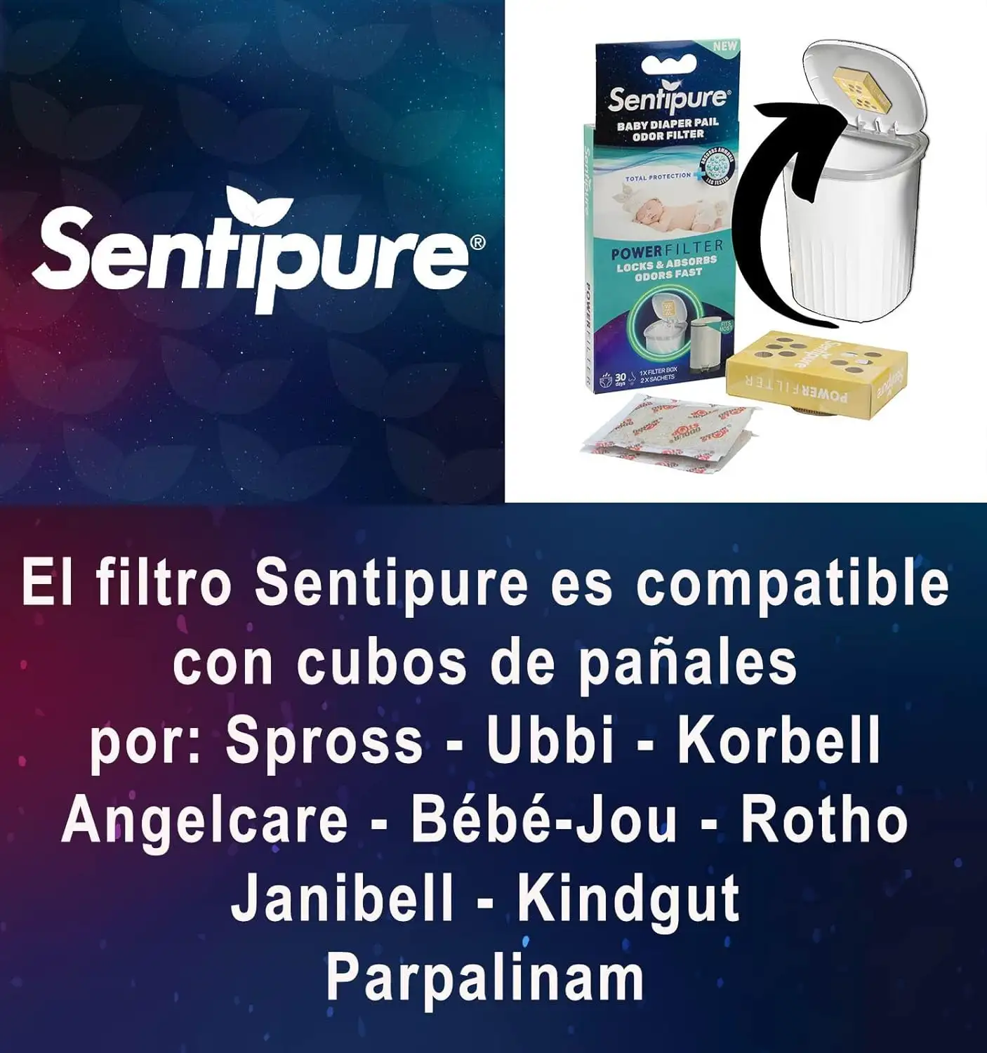 Filtro de olores para cubos de pañales Sentipure - Imagen 3