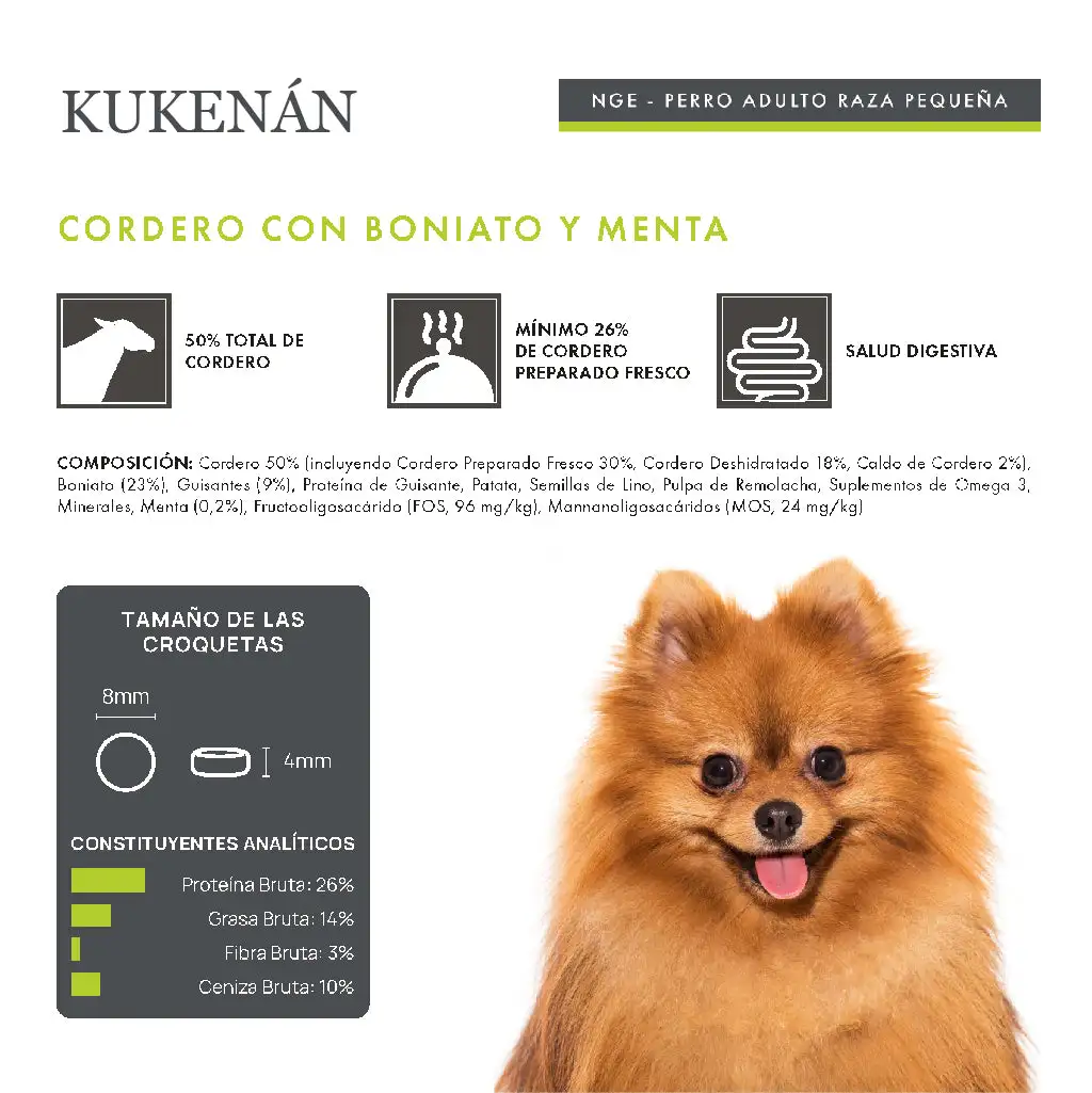 Kukenán Dog Adult Mini Cordero con Boniato y Menta - Imagen 3