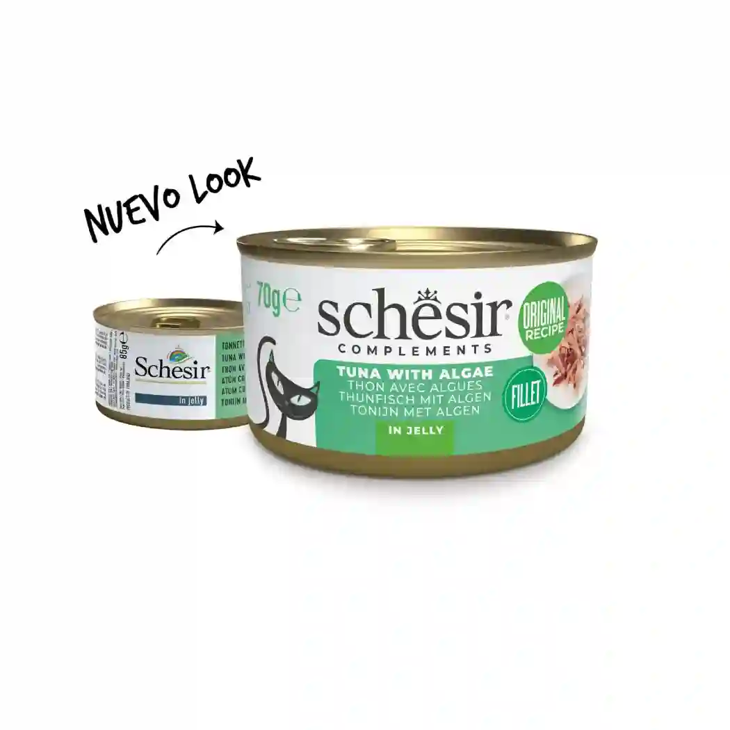 Schesir lata gato complementario Atún con Algas en gelatina 70g