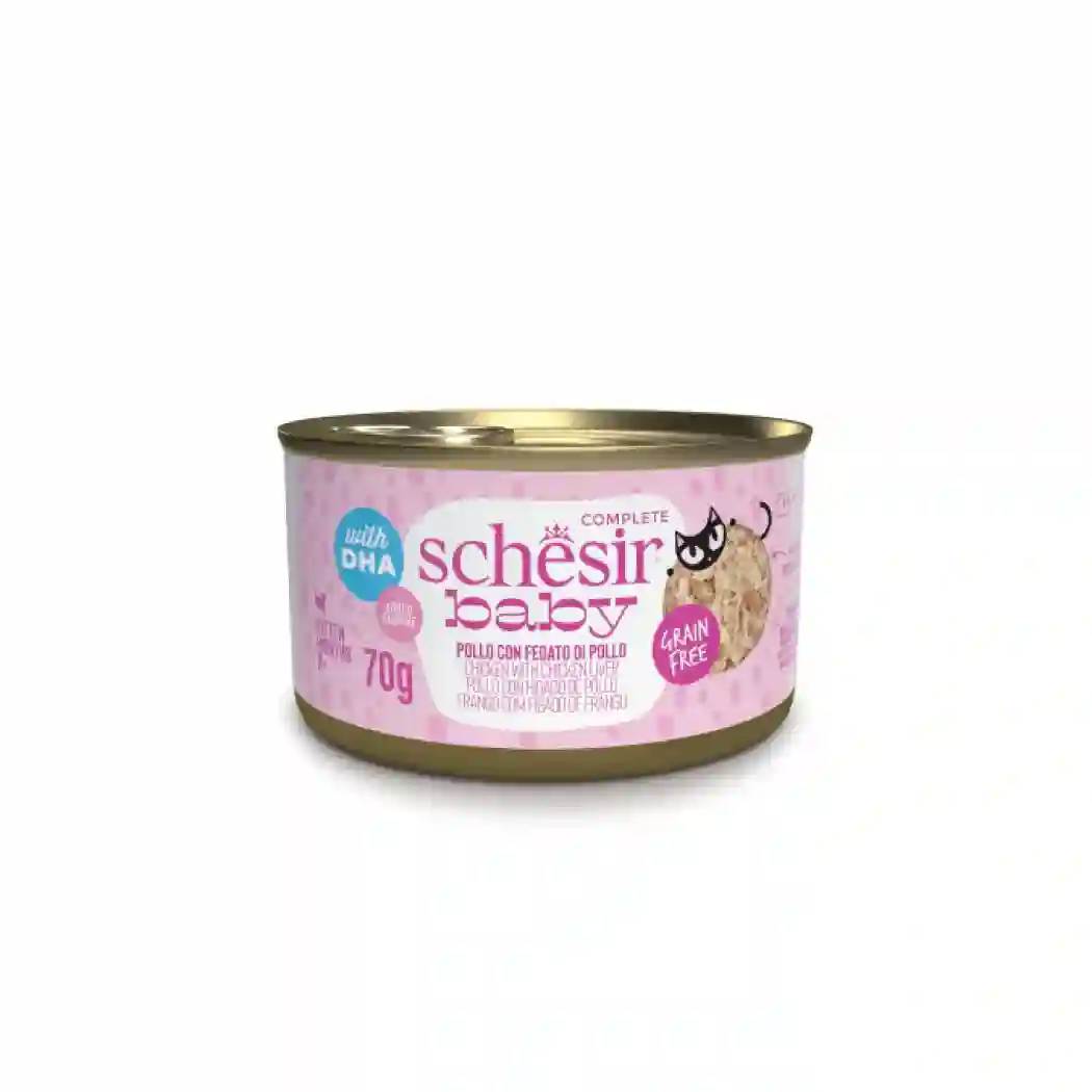Schesir lata gato Baby Pollo Con Hígado de pollo mini filetes 70g