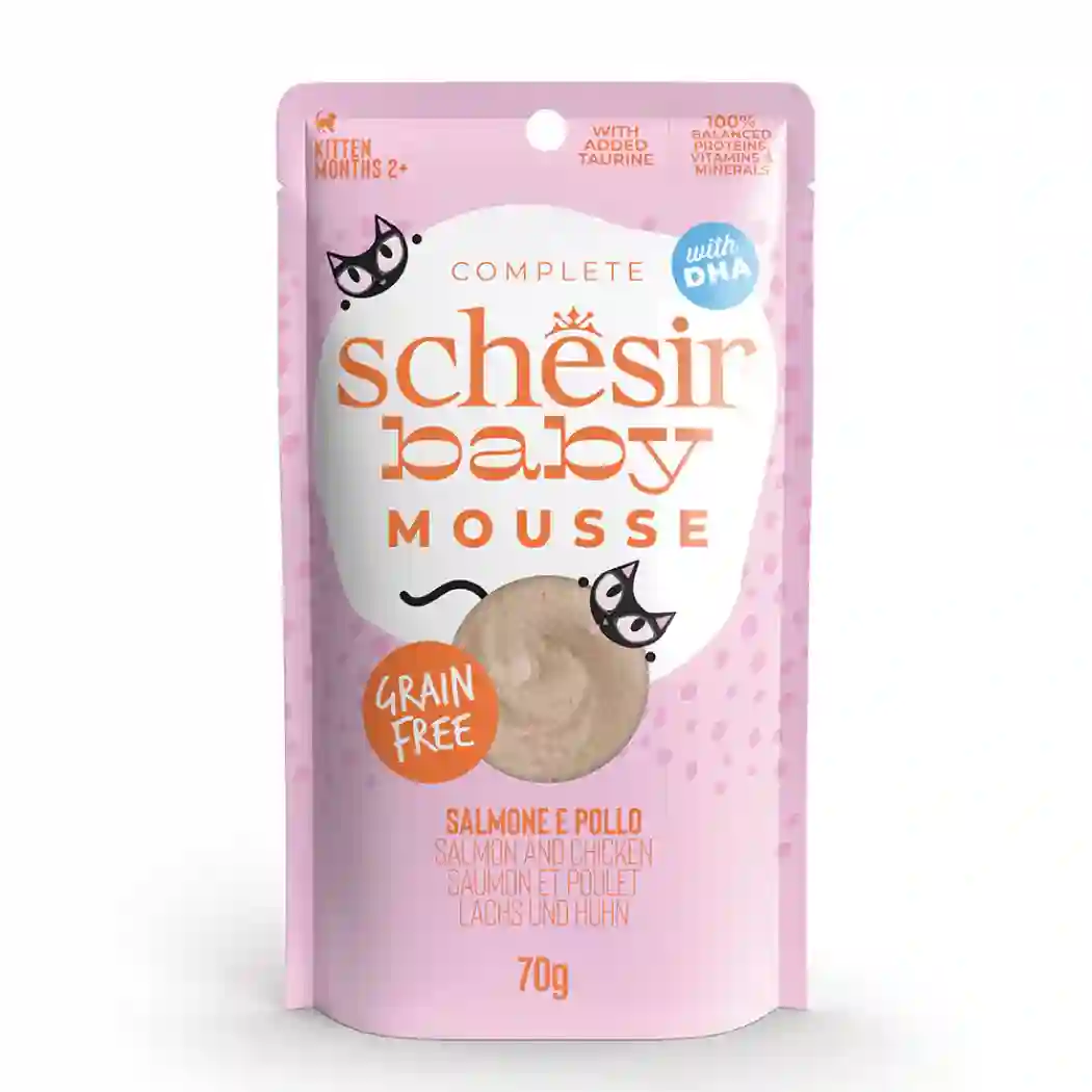 Schesir lata gato Baby Salmón & Pollo mousse 70g