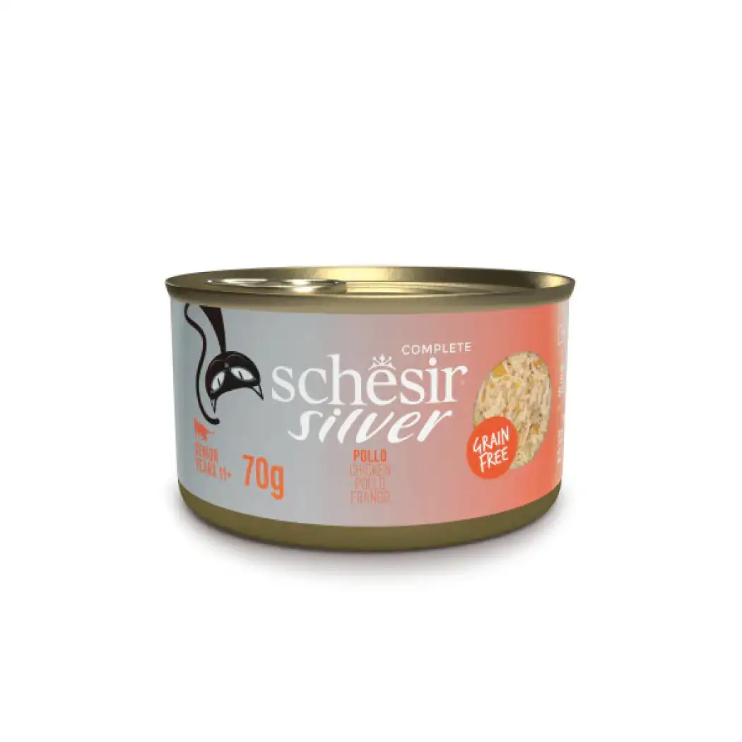 Schesir lata gato Silver Pollo filetes 70g