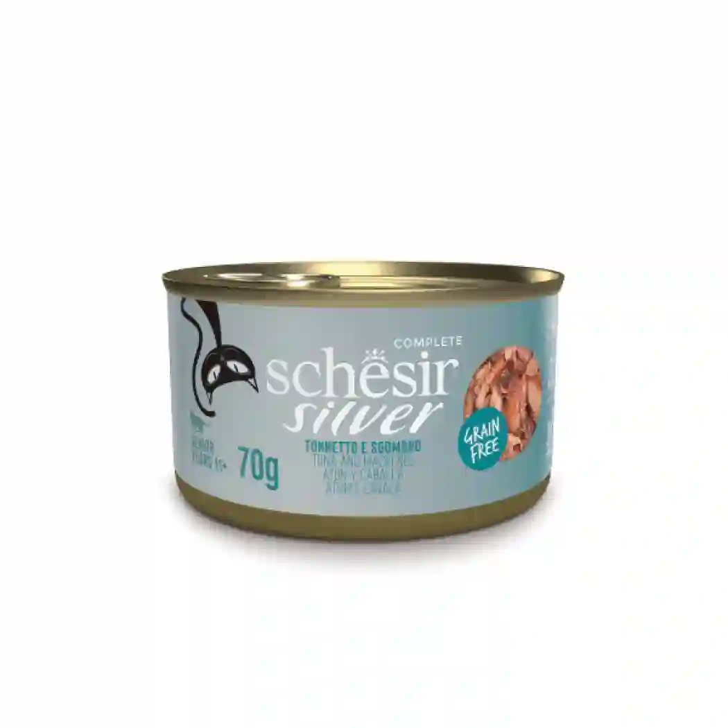 Schesir lata gato Silver Atún y caballa filetes 70g