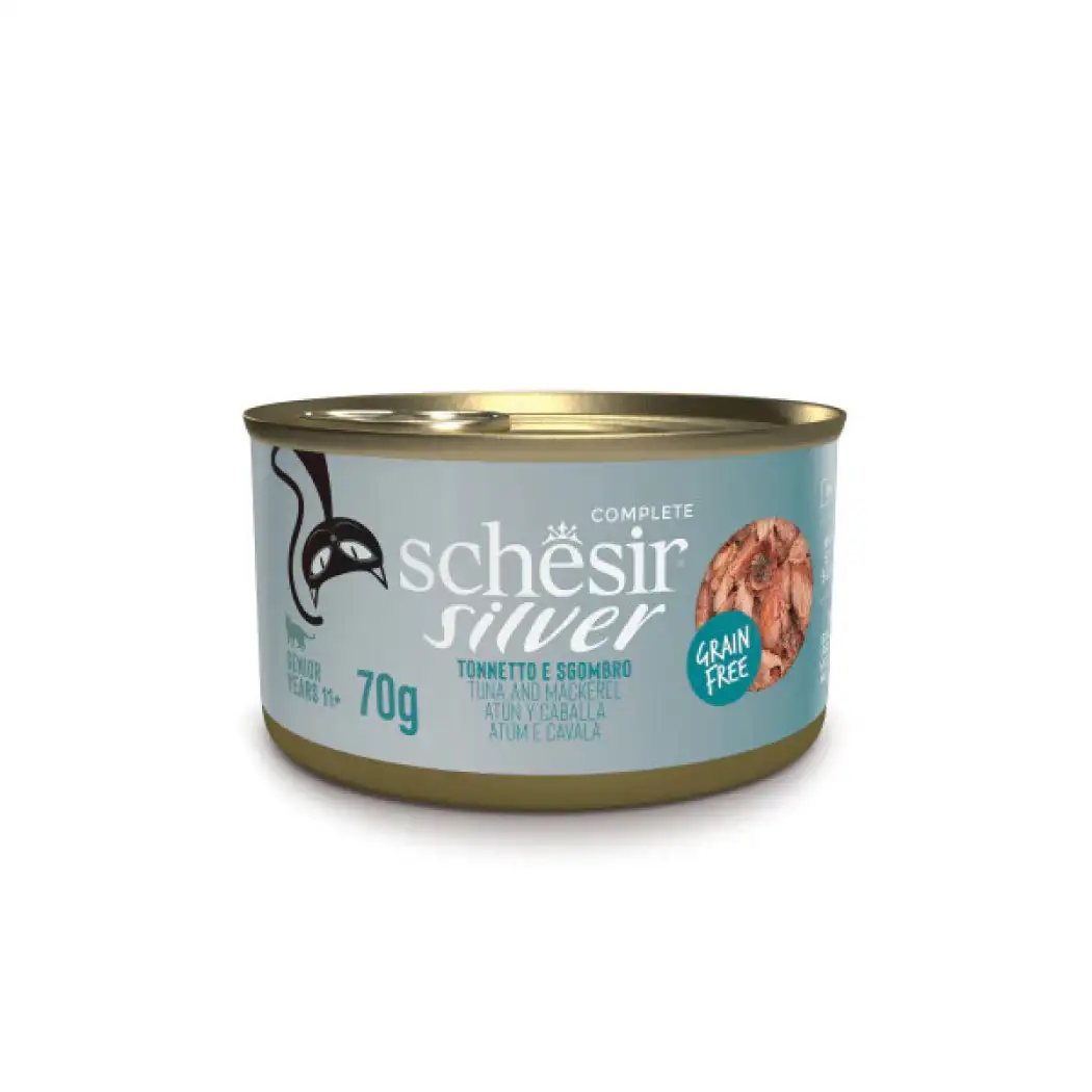 Schesir lata gato Silver Atún y caballa filetes 70g