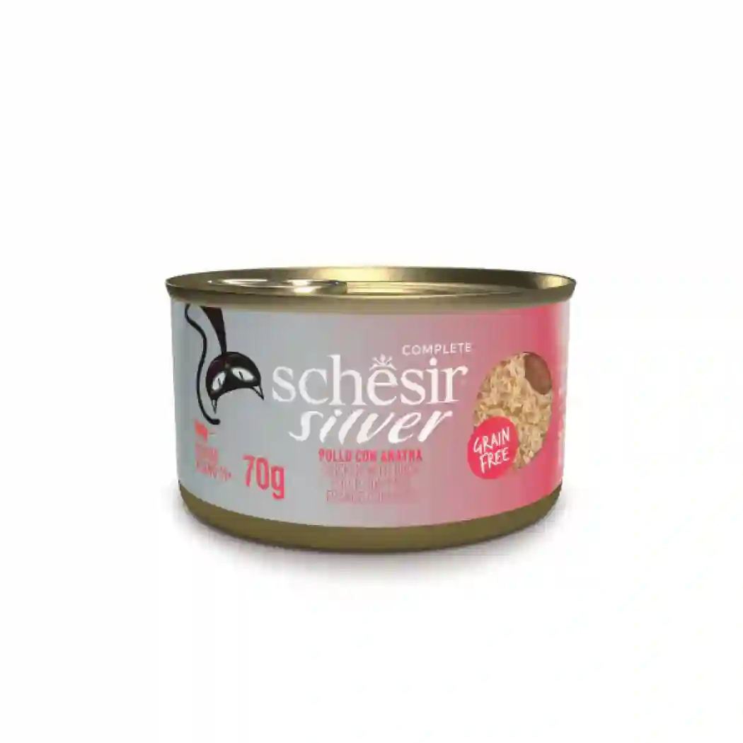 Schesir lata gato Silver Pollo con Pato M&F 70g