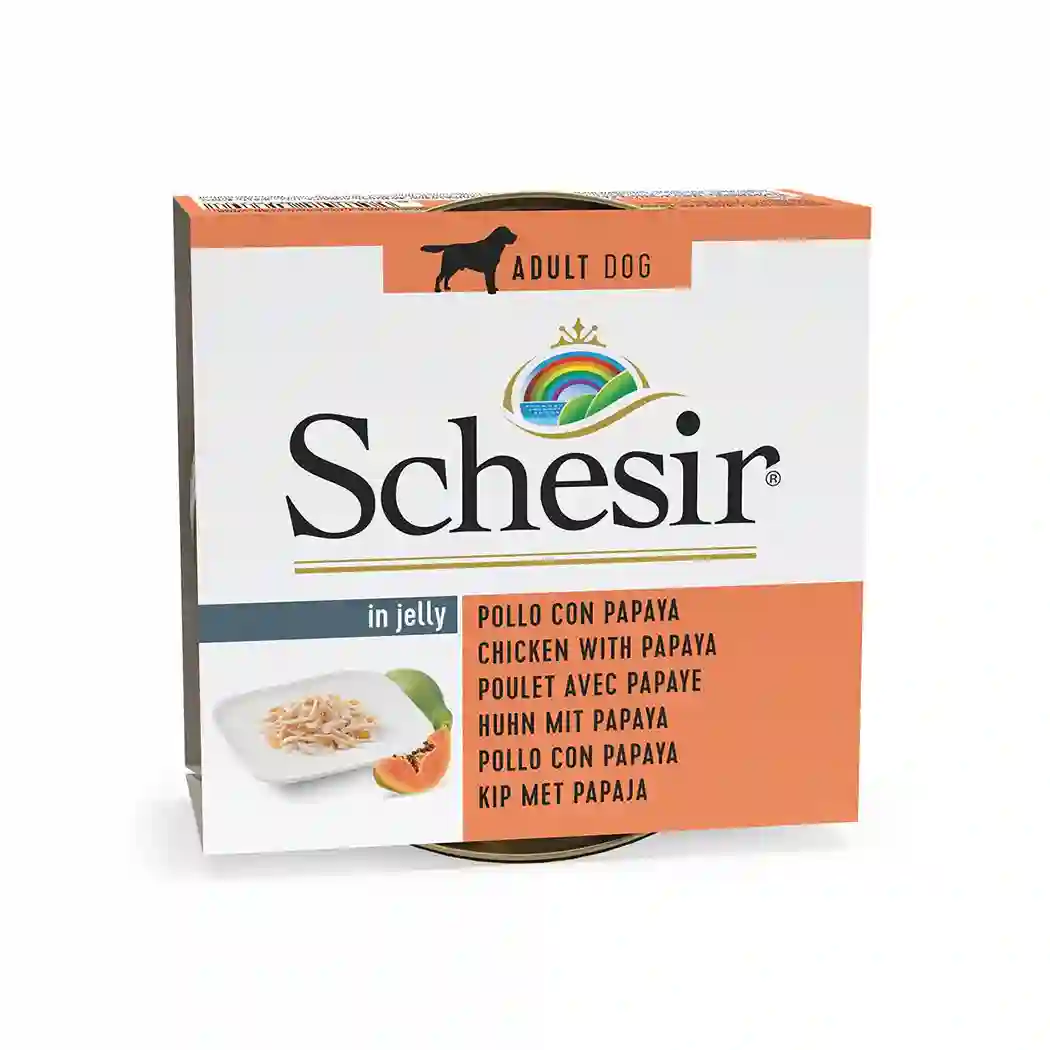 Schesir lata perro Pollo Con Papaya 150g