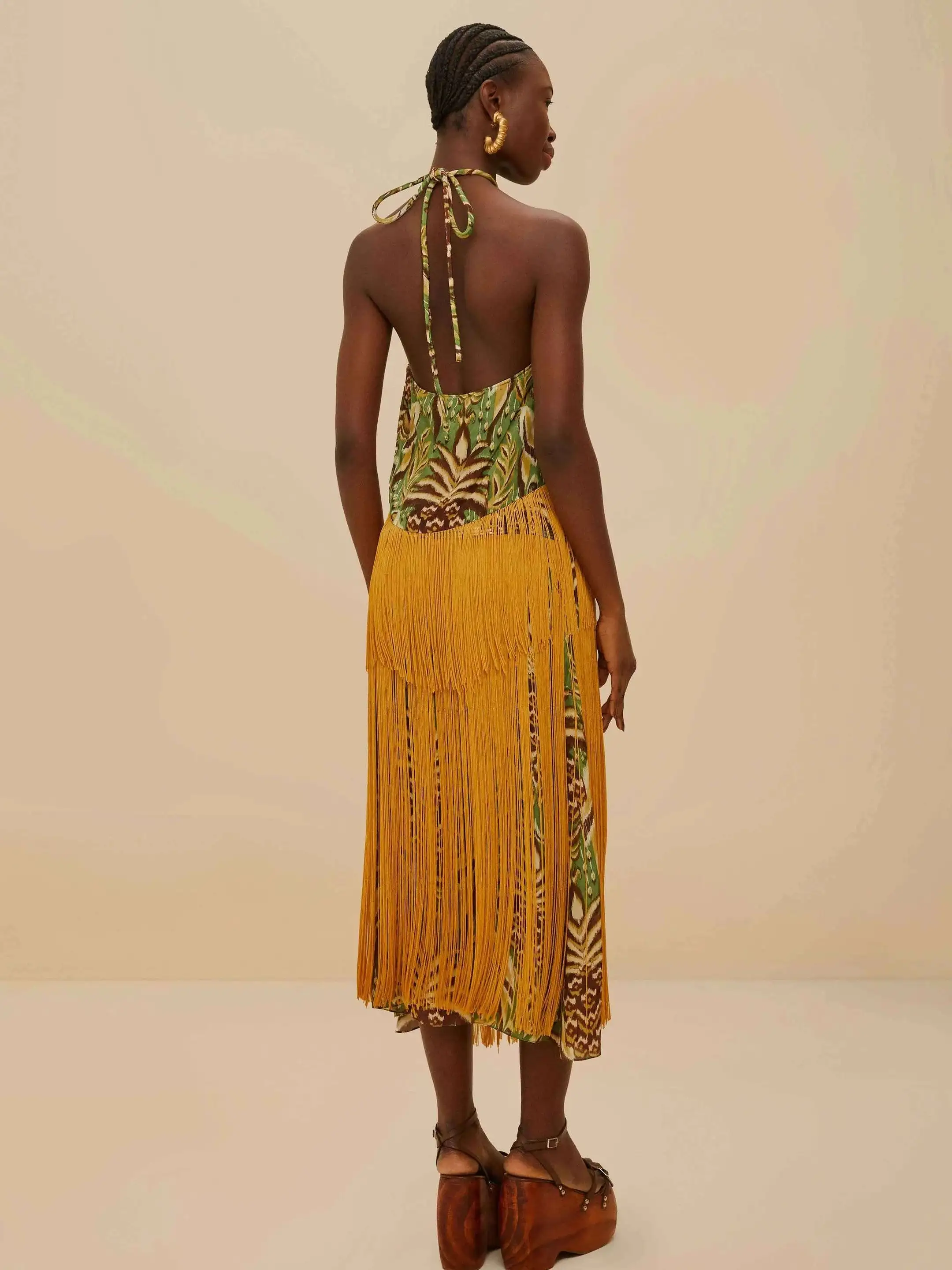 Pinapple Tapestry Fringe Midi Skirt - Imagen 2