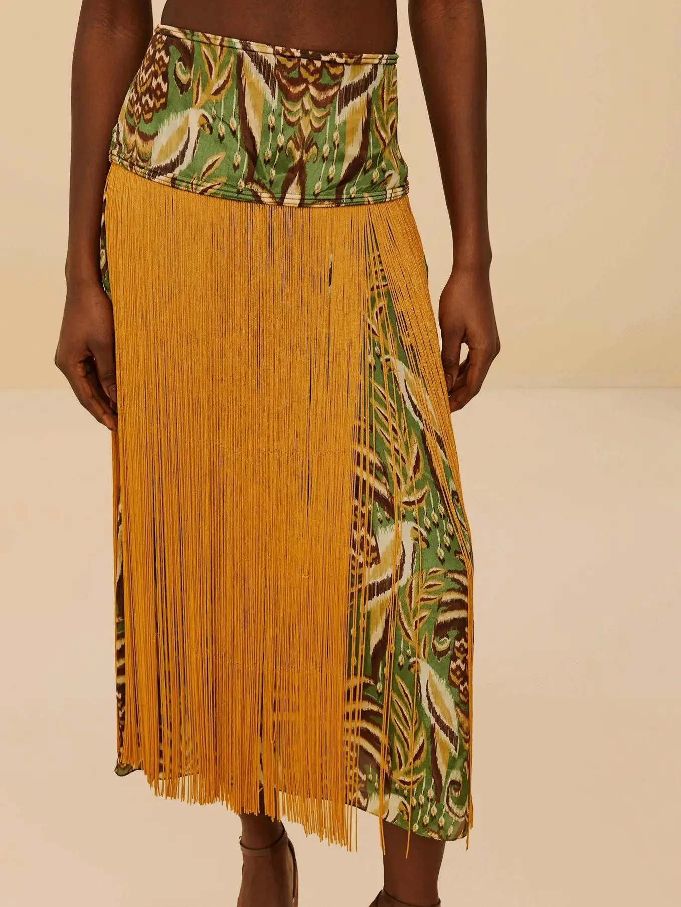 Pinapple Tapestry Fringe Midi Skirt - Imagen 3