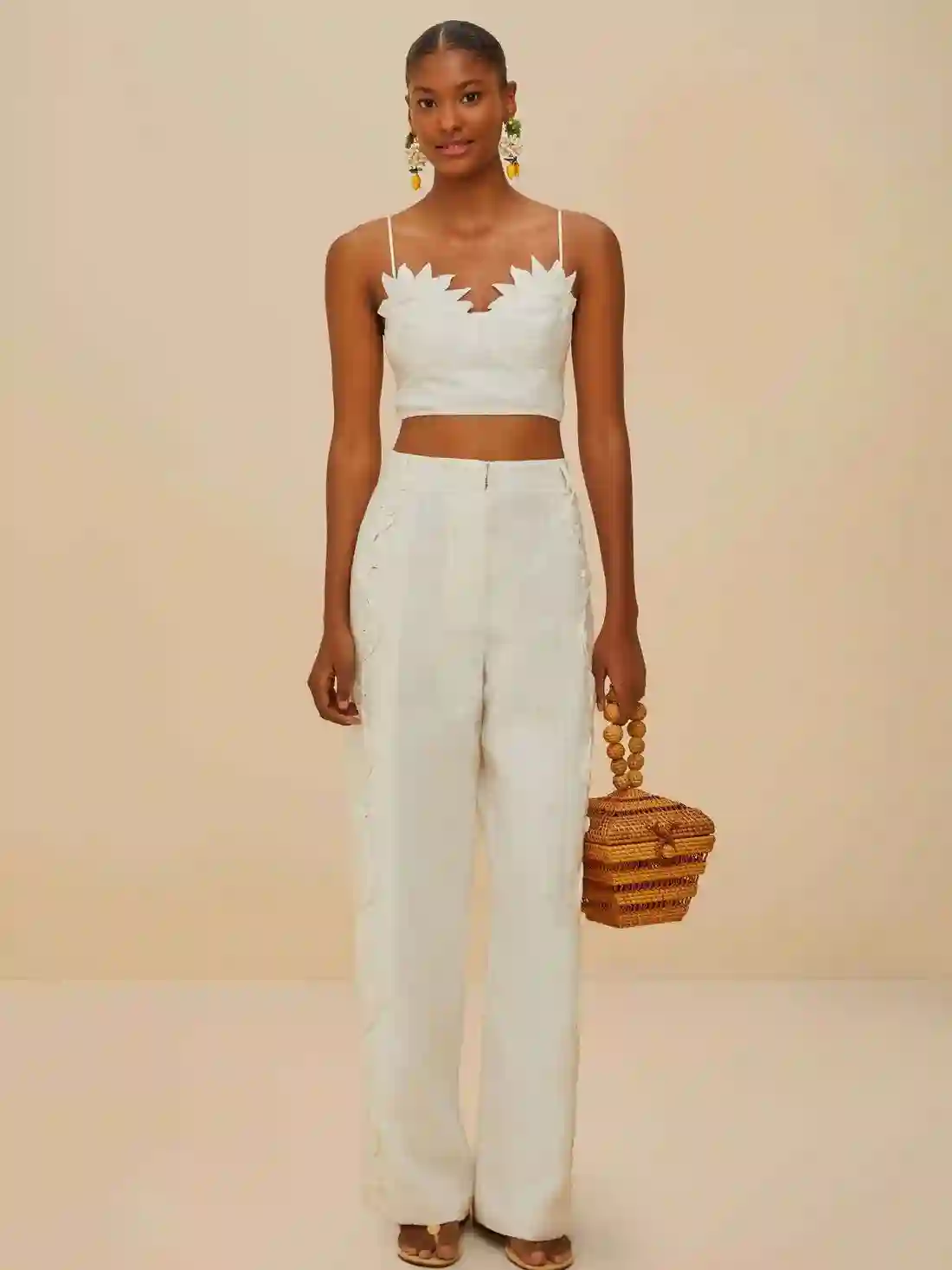 High Waisted Wavy Buttoning Pants