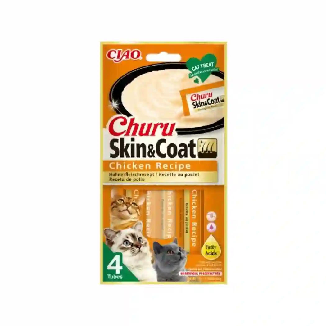 CHURU CAT SKIN AND COAT POLLO 4 X 15GR