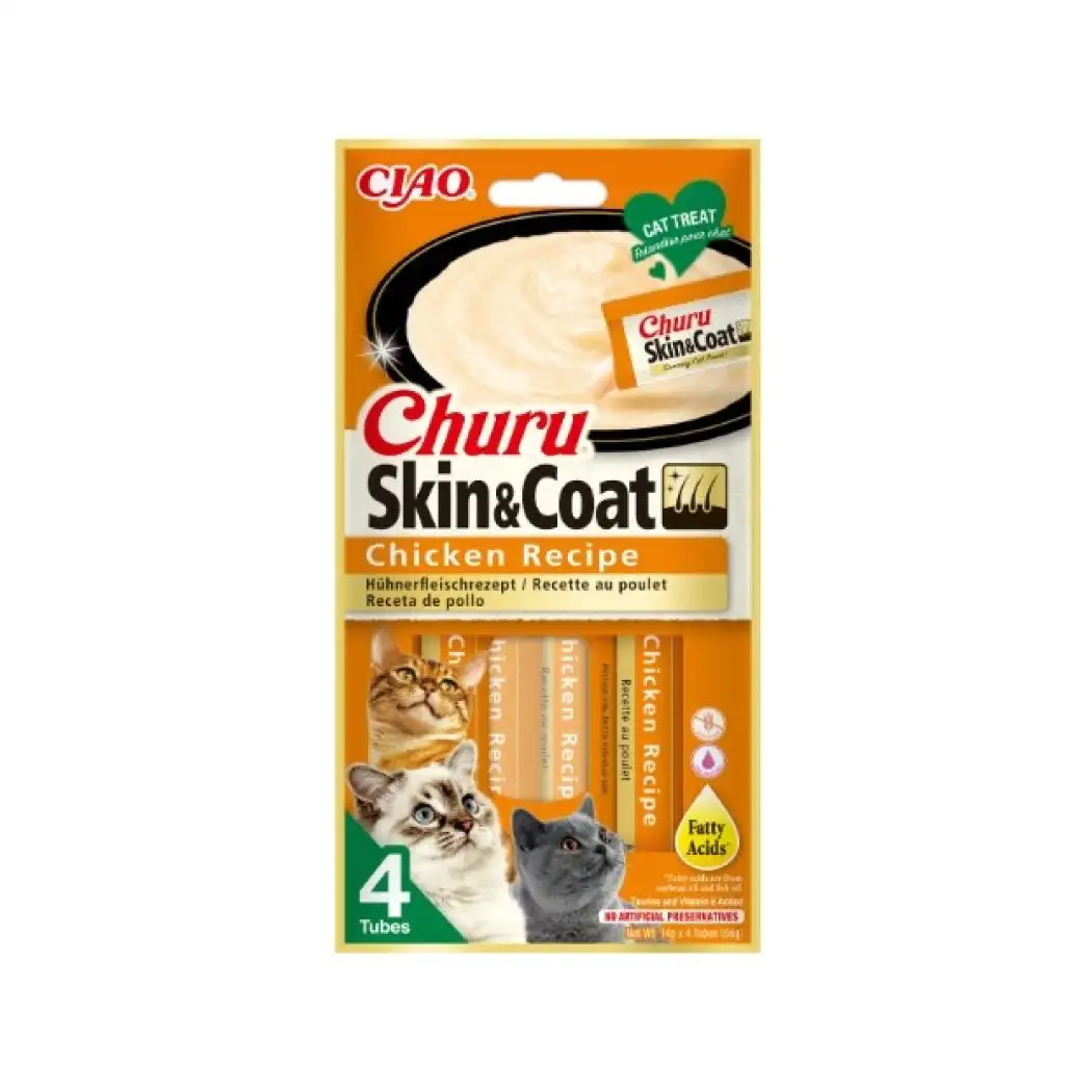 CHURU CAT SKIN AND COAT POLLO 4 X 15GR