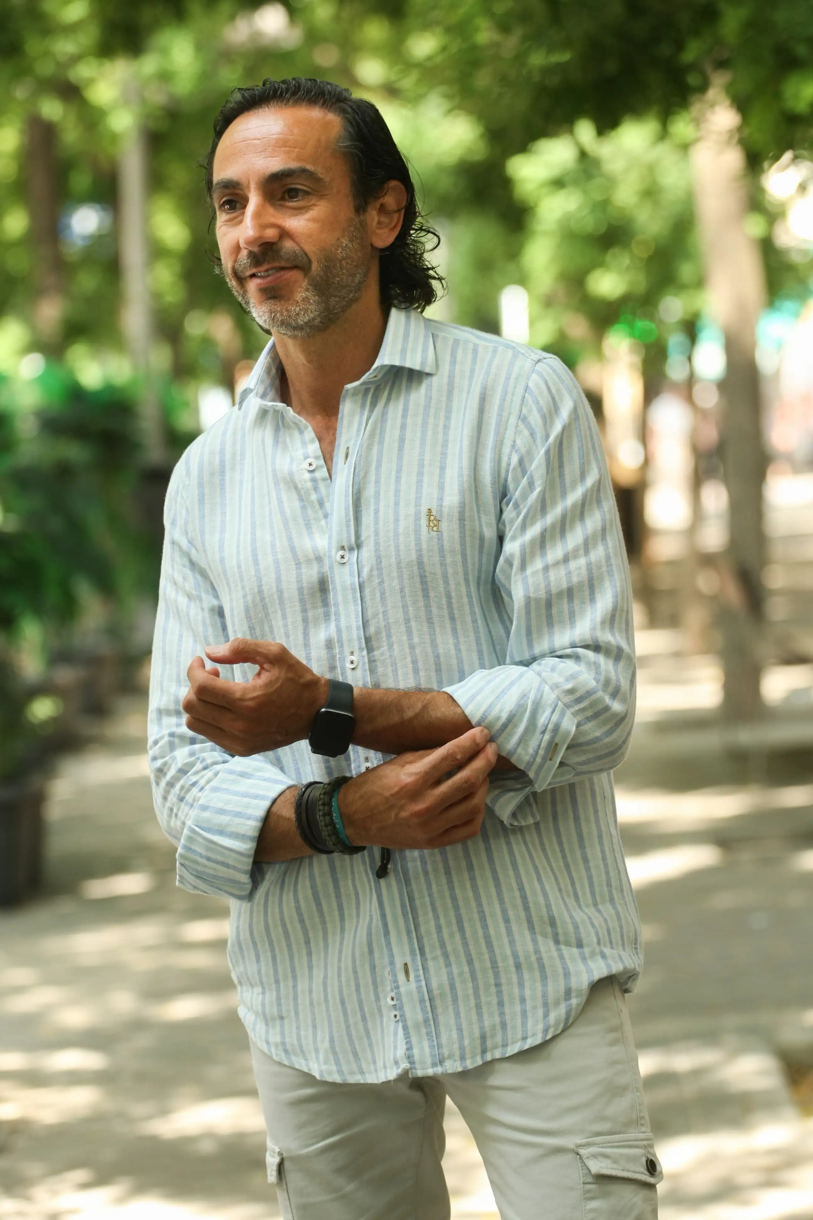 Camisa de lino a rayas azules RqueR - Imagen 3