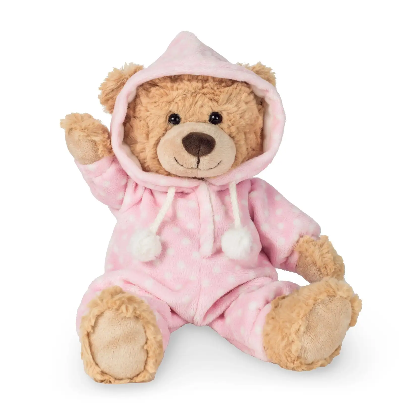 Peluche marrón 30 cm con pijama rosa