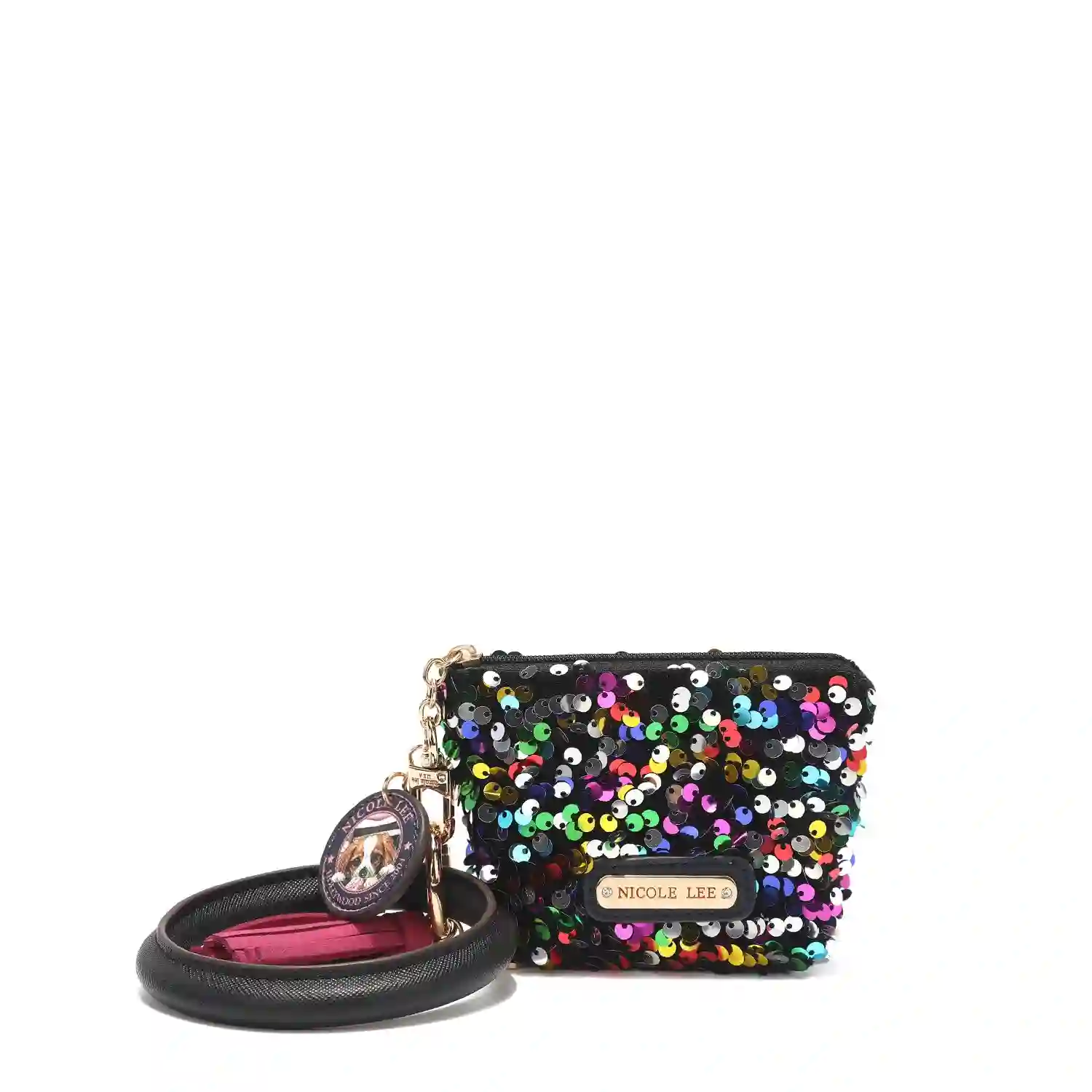 PULSERA CON LLAVERO Y MONEDERO CON LENTEJUELAS