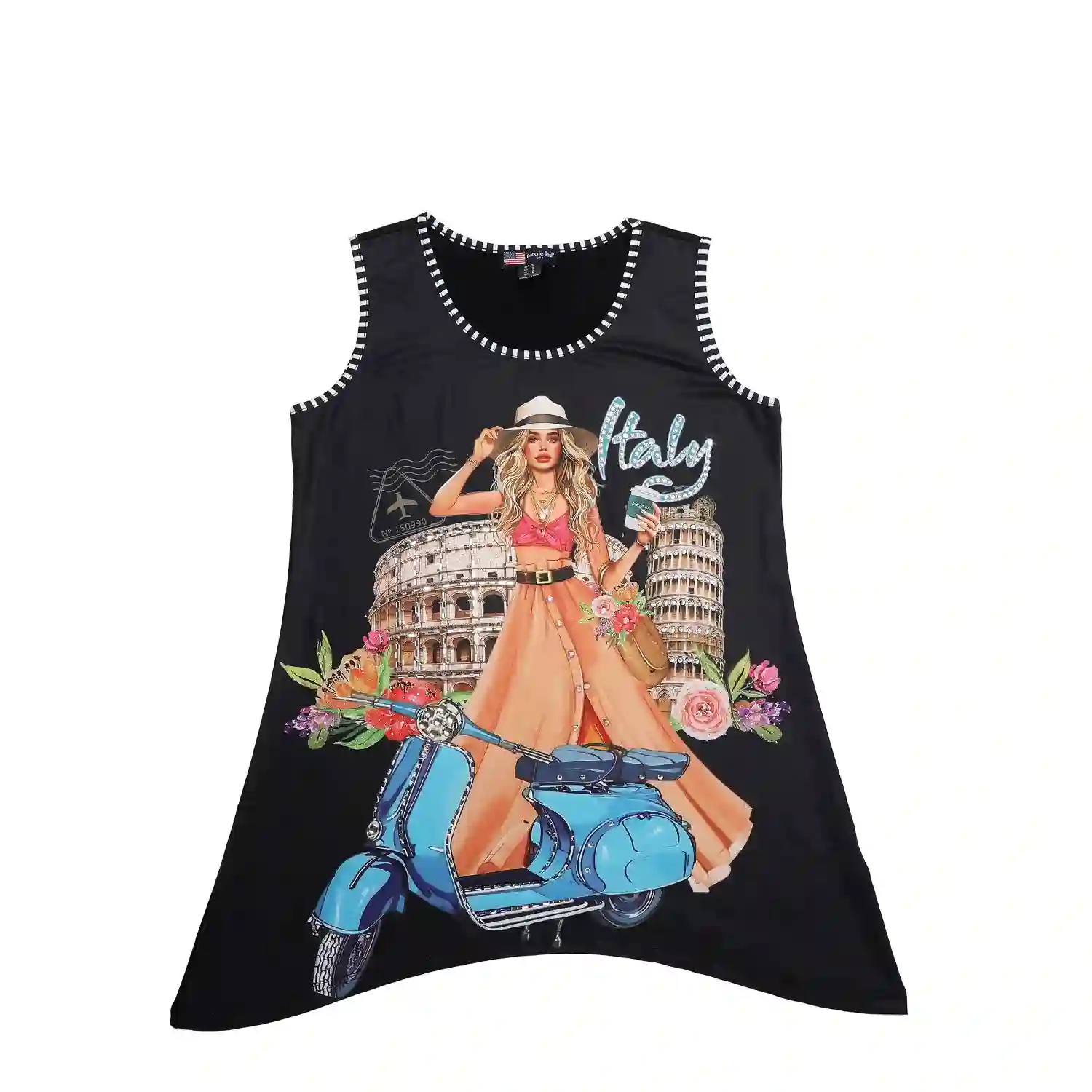 TOP TUNICA NICOLE LEE CON BRILLOS (MARTHA TRAVELS ITALY)