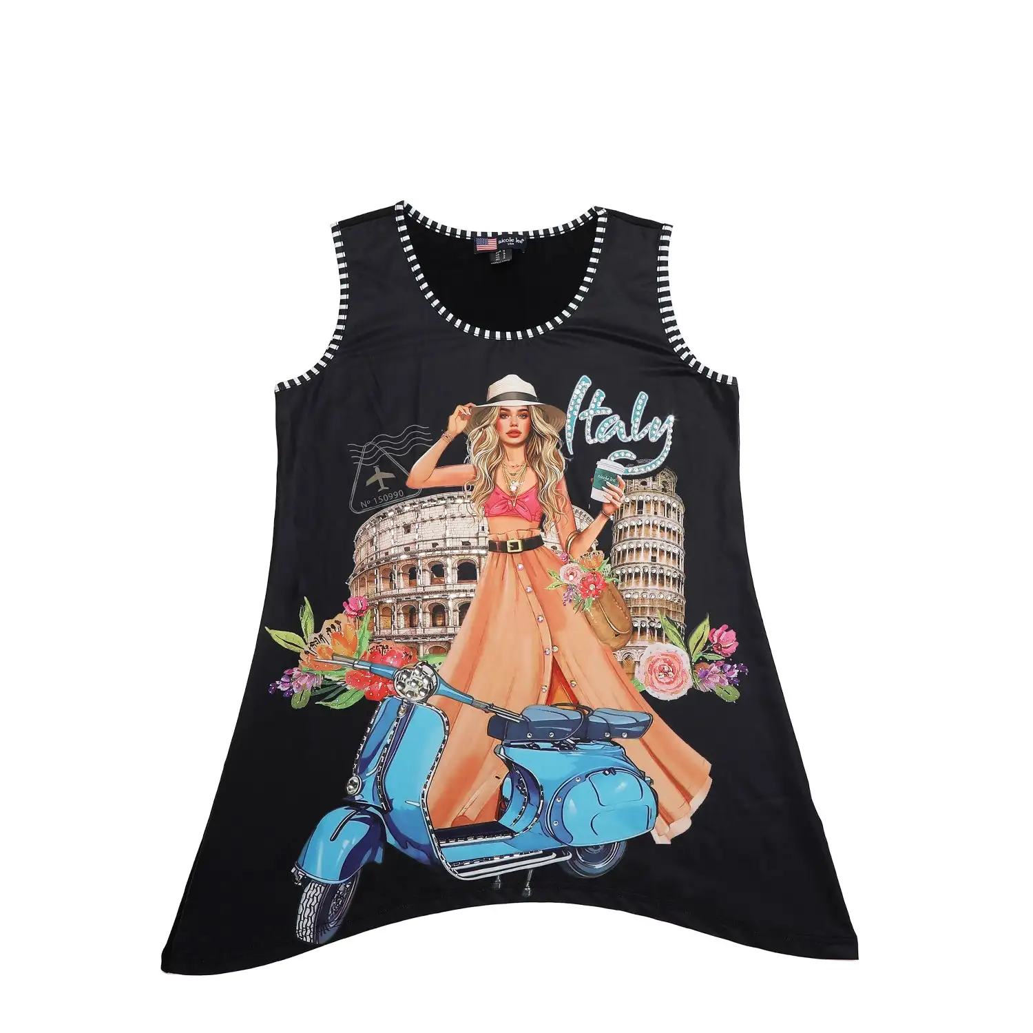 TOP TUNICA NICOLE LEE CON BRILLOS (MARTHA TRAVELS ITALY)