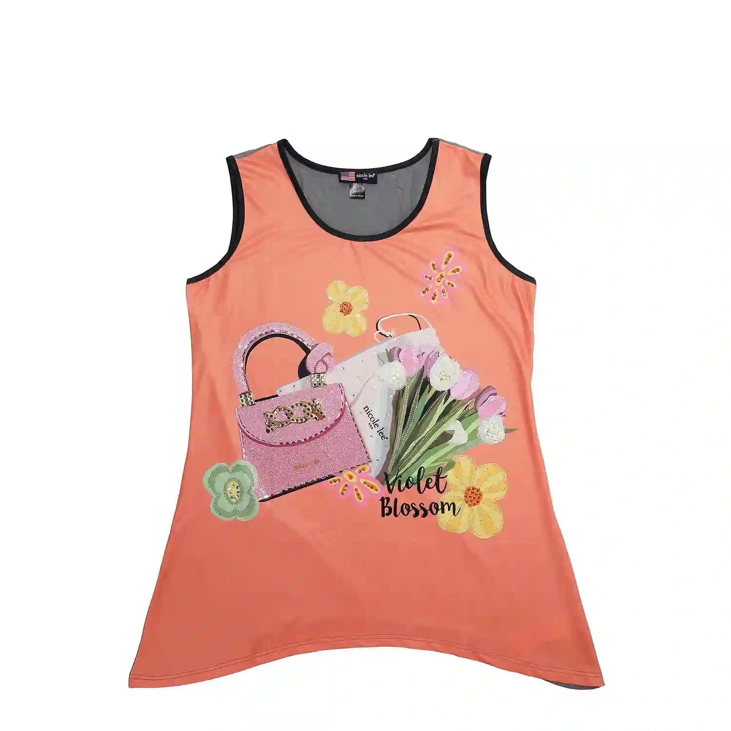 TOP TUNICA NICOLE LEE CON BRILLOS (VIOLET BLOSSOM)