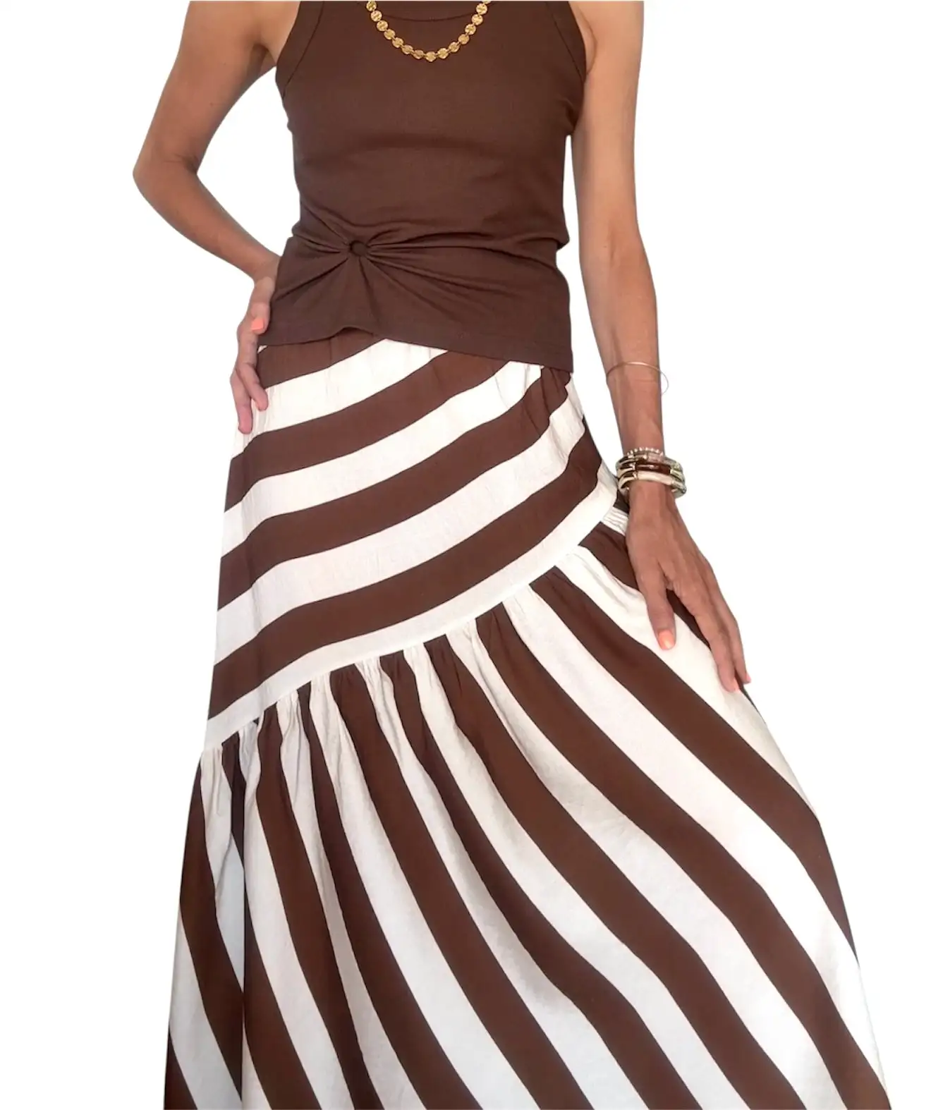 Falda rayas marrón& beige - Imagen 3