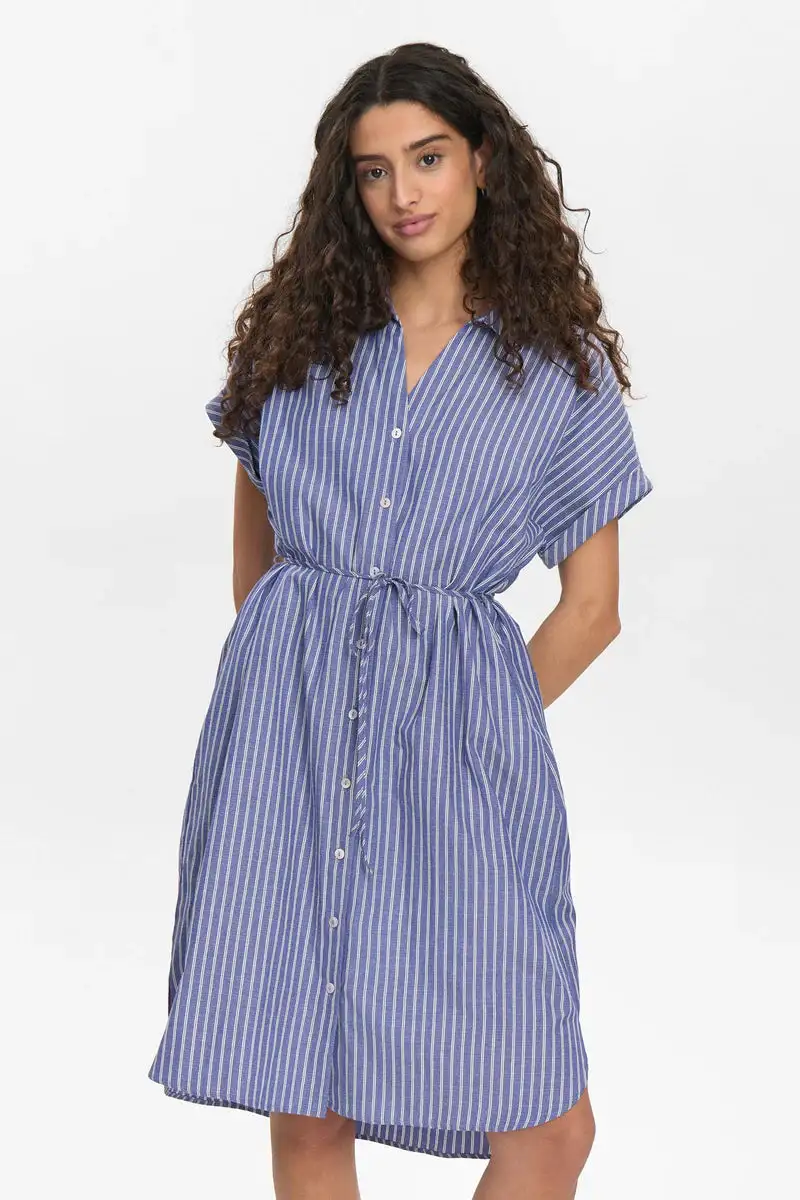 Vestido camisero rayas azul