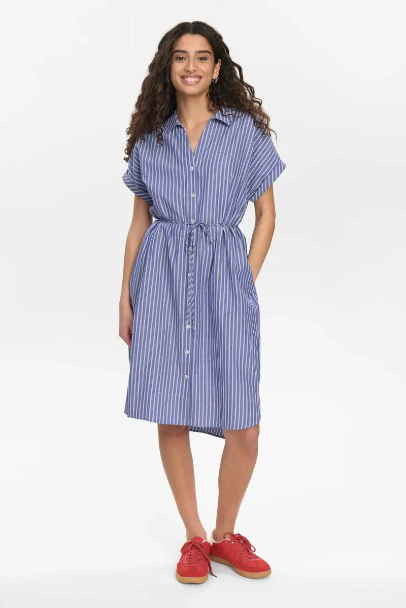 Vestido camisero rayas azul - Imagen 2