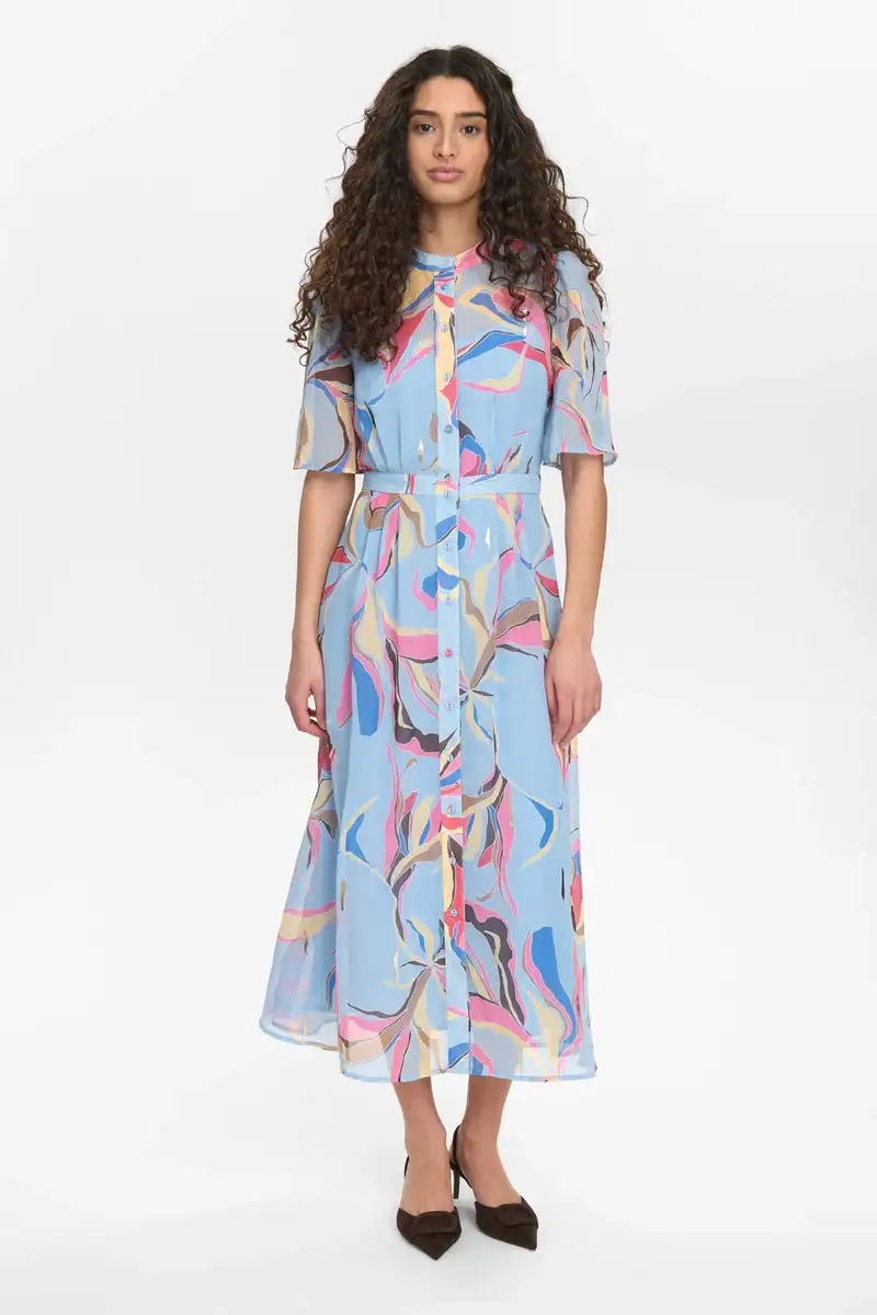Vestido camisero estampado azul celeste - Imagen 2