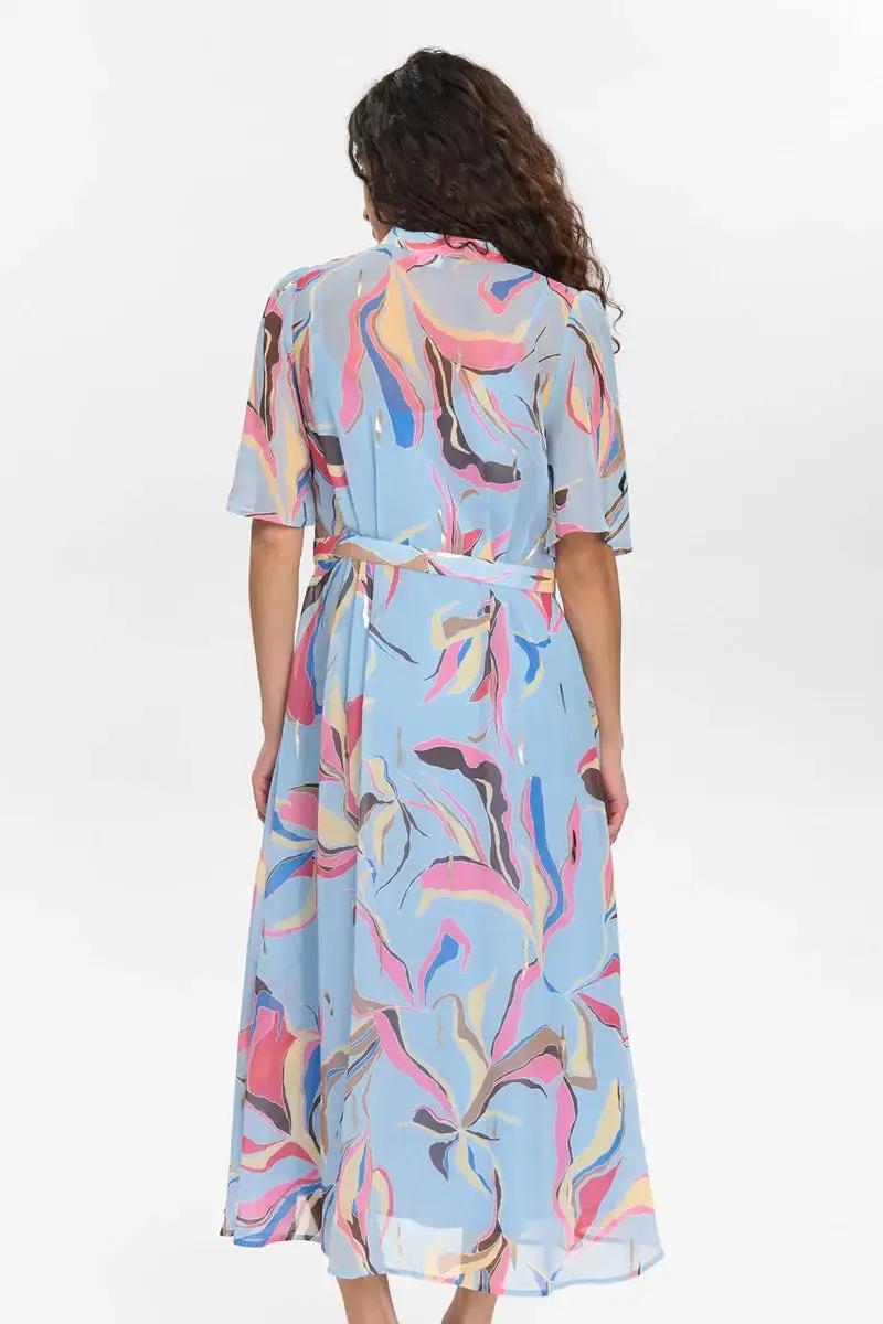Vestido camisero estampado azul celeste - Imagen 3