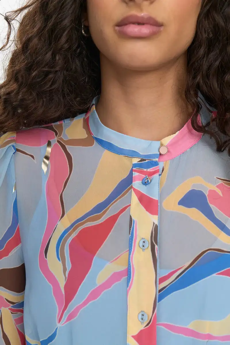 Vestido camisero estampado azul celeste - Imagen 4