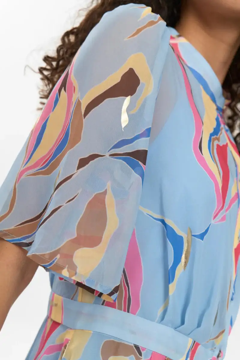Vestido camisero estampado azul celeste - Imagen 5