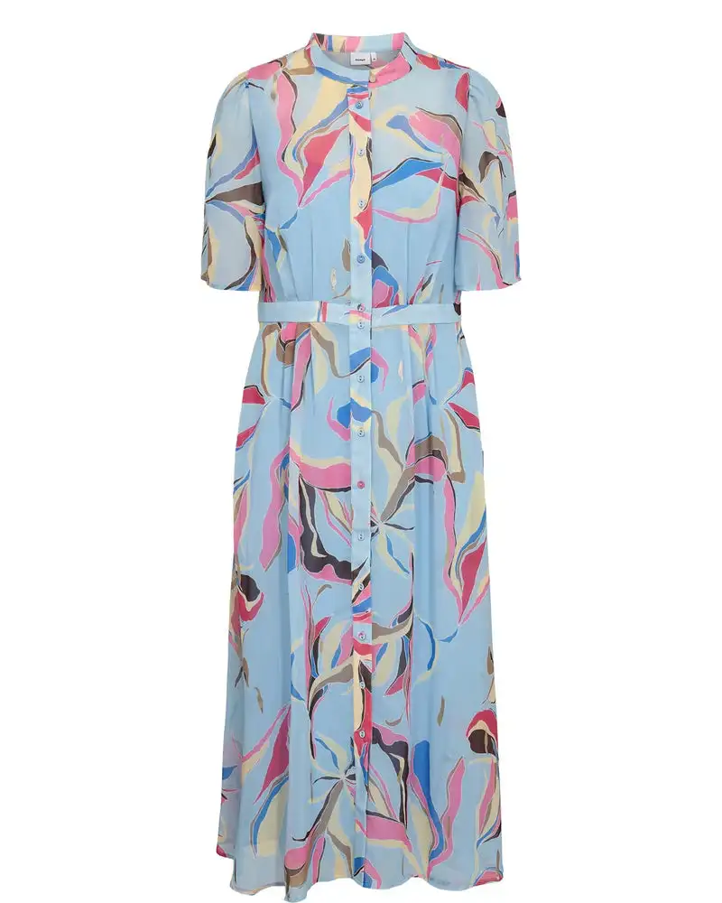 Vestido camisero estampado azul celeste - Imagen 6