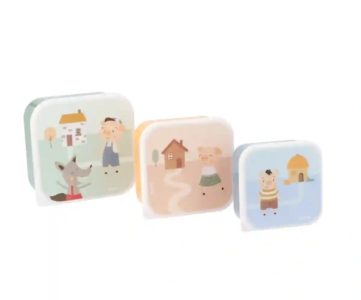 3 boxes lunch The Three Little Pigs