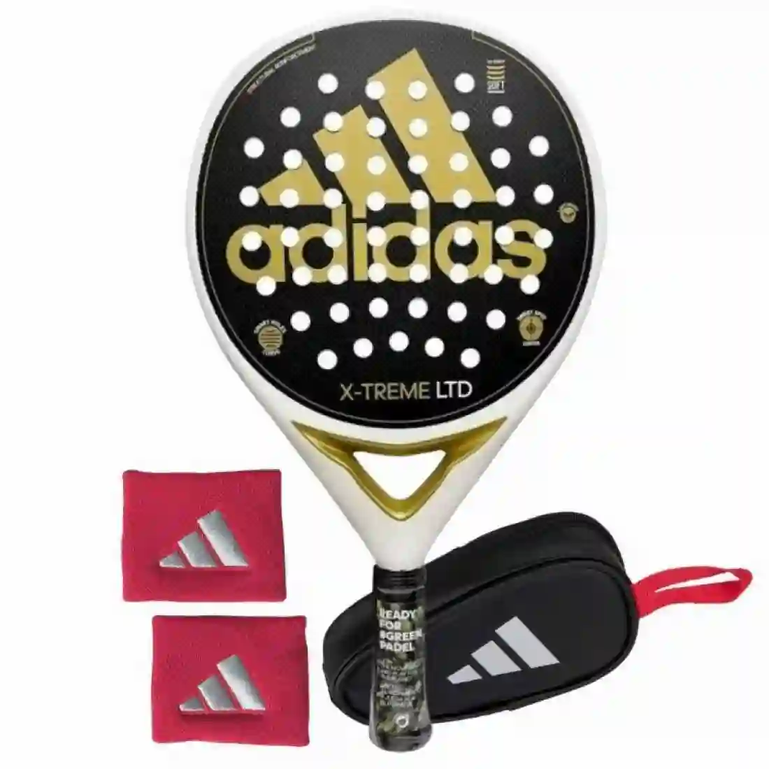 Pack Pala Adidas X-Treme Blanco Oro con Monedero y Munequeras