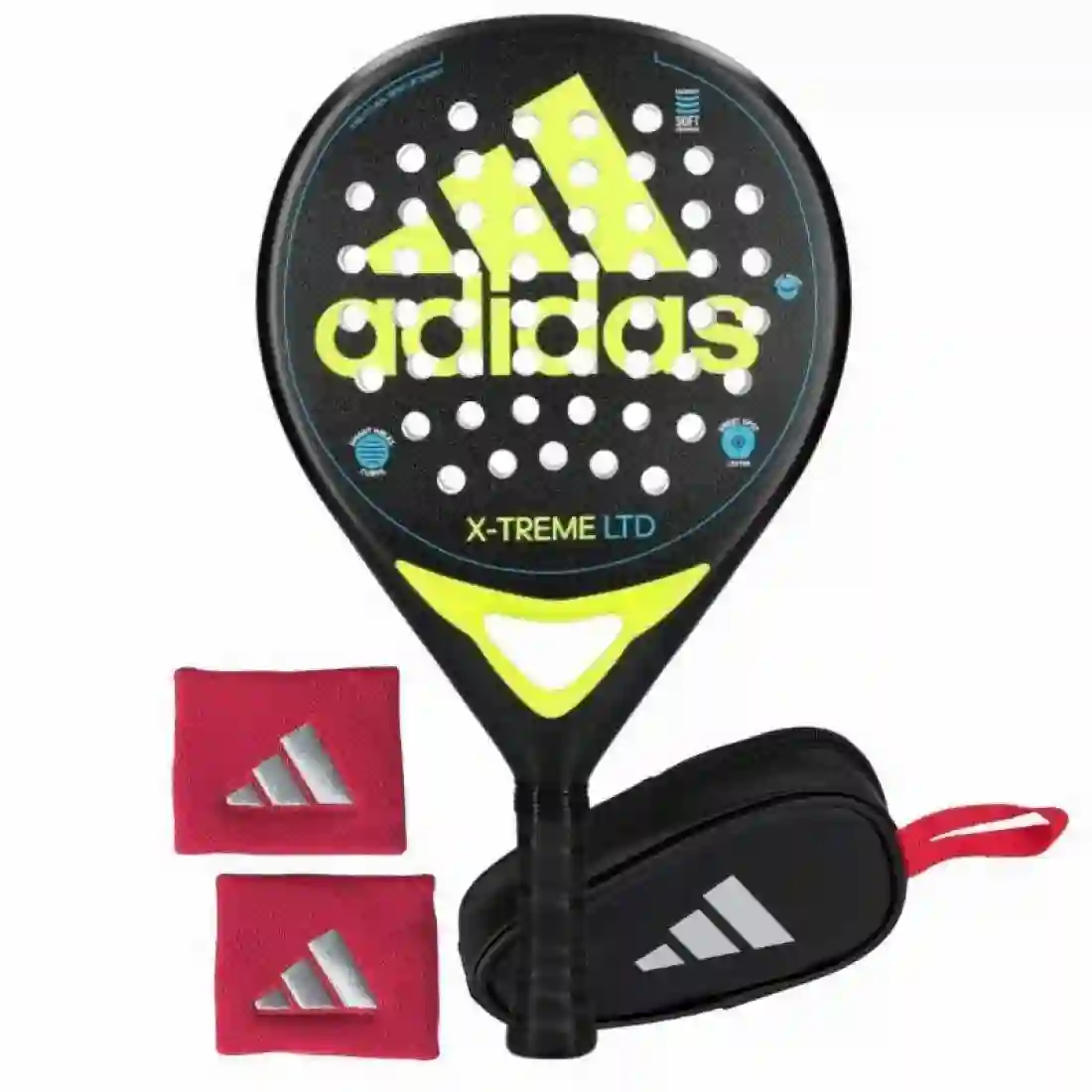 Pack Pala Adidas X-Treme Negro Lima con Monedero y Munequeras