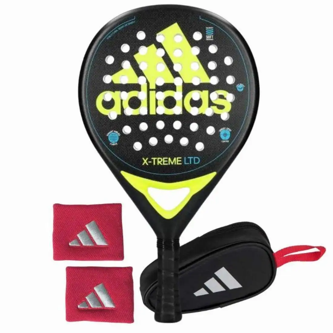 Pack Pala Adidas X-Treme Negro Lima con Monedero y Munequeras