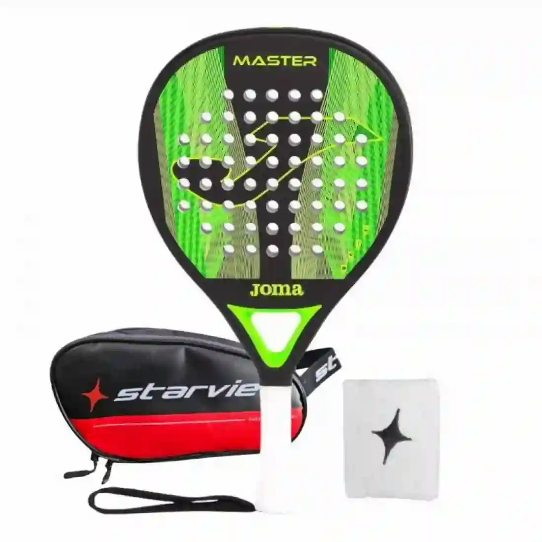 Pack Pala Joma Master Negro Verde Fluor con Neceser y Munequera