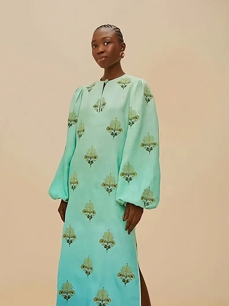 Turquoise Palm Tree Tunic - Imagen 3